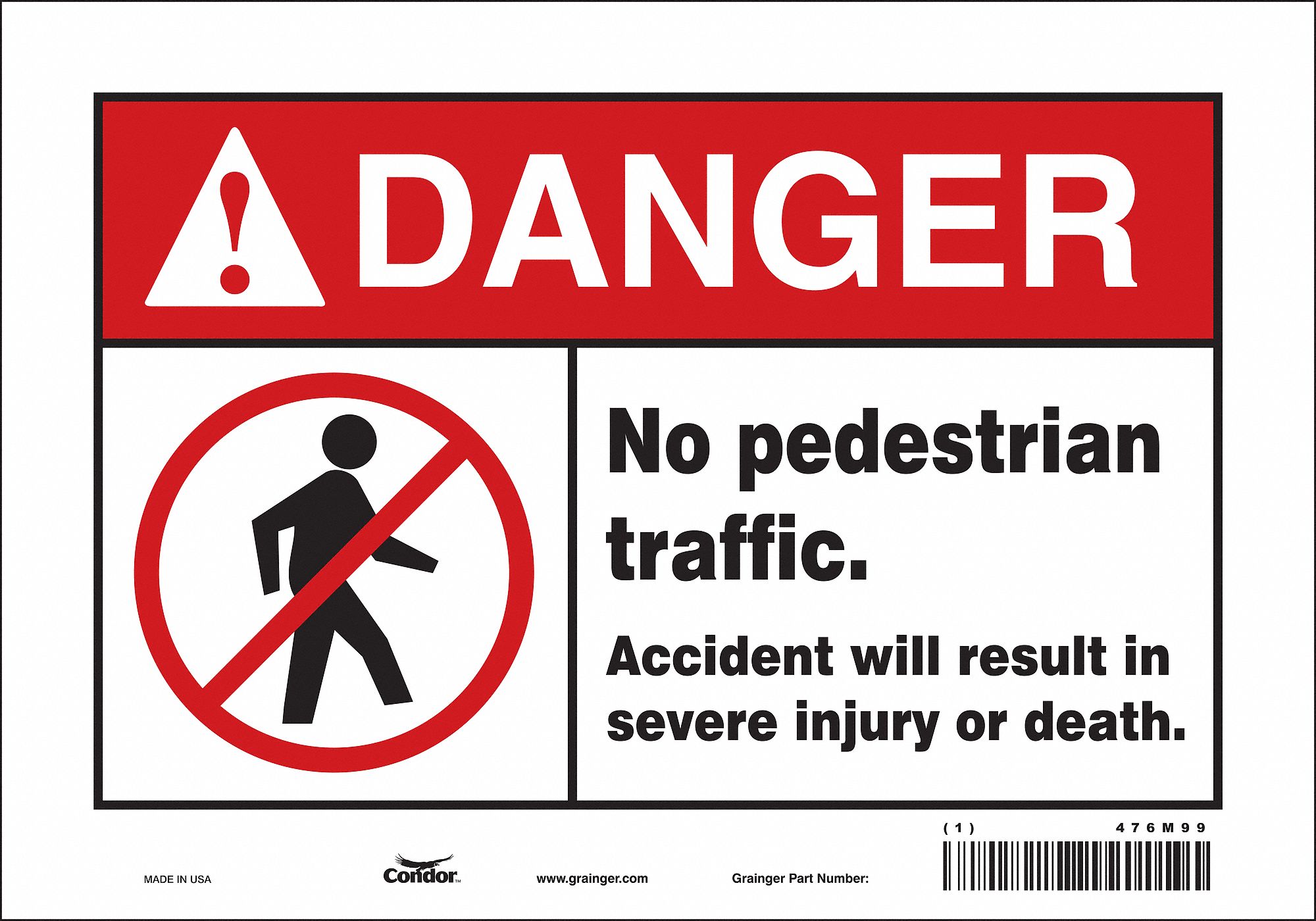 Safety Sign: Vinyl, Adhesive Sign Mounting, 7 in x 10 in Nominal Sign Size, Not Retroreflective