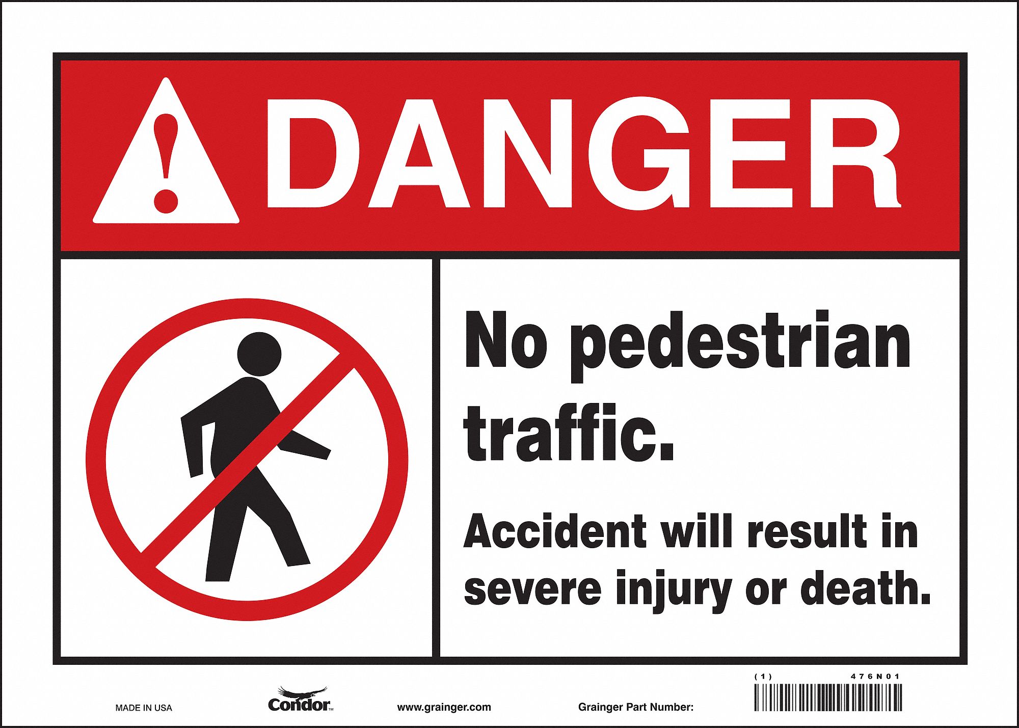 Safety Sign: Vinyl, Adhesive Sign Mounting, 10 in x 14 in Nominal Sign Size, Not Retroreflective
