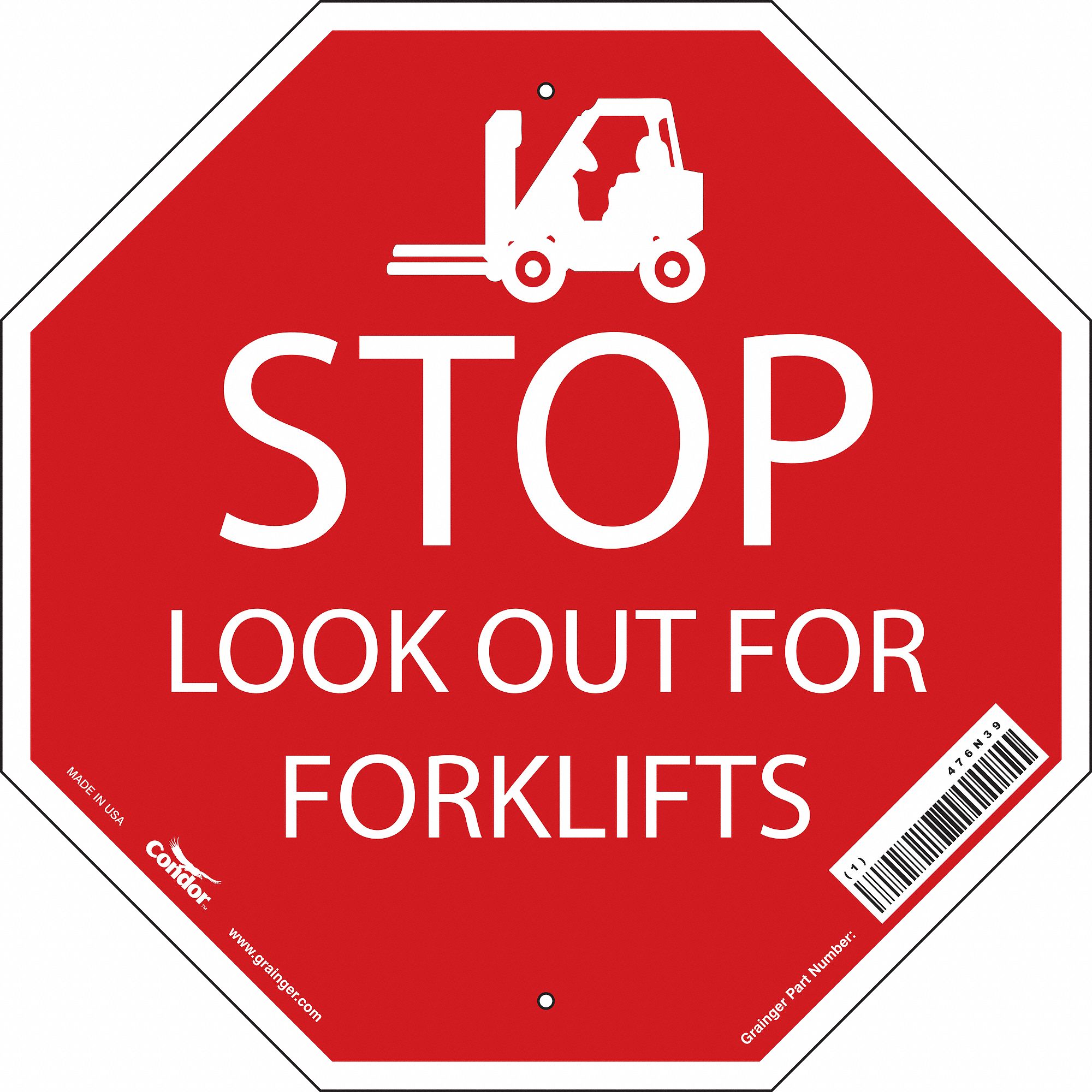 Safety Sign: Polyethylene, Mounting Holes Sign Mounting, 18 in x 18 in Nominal Sign Size