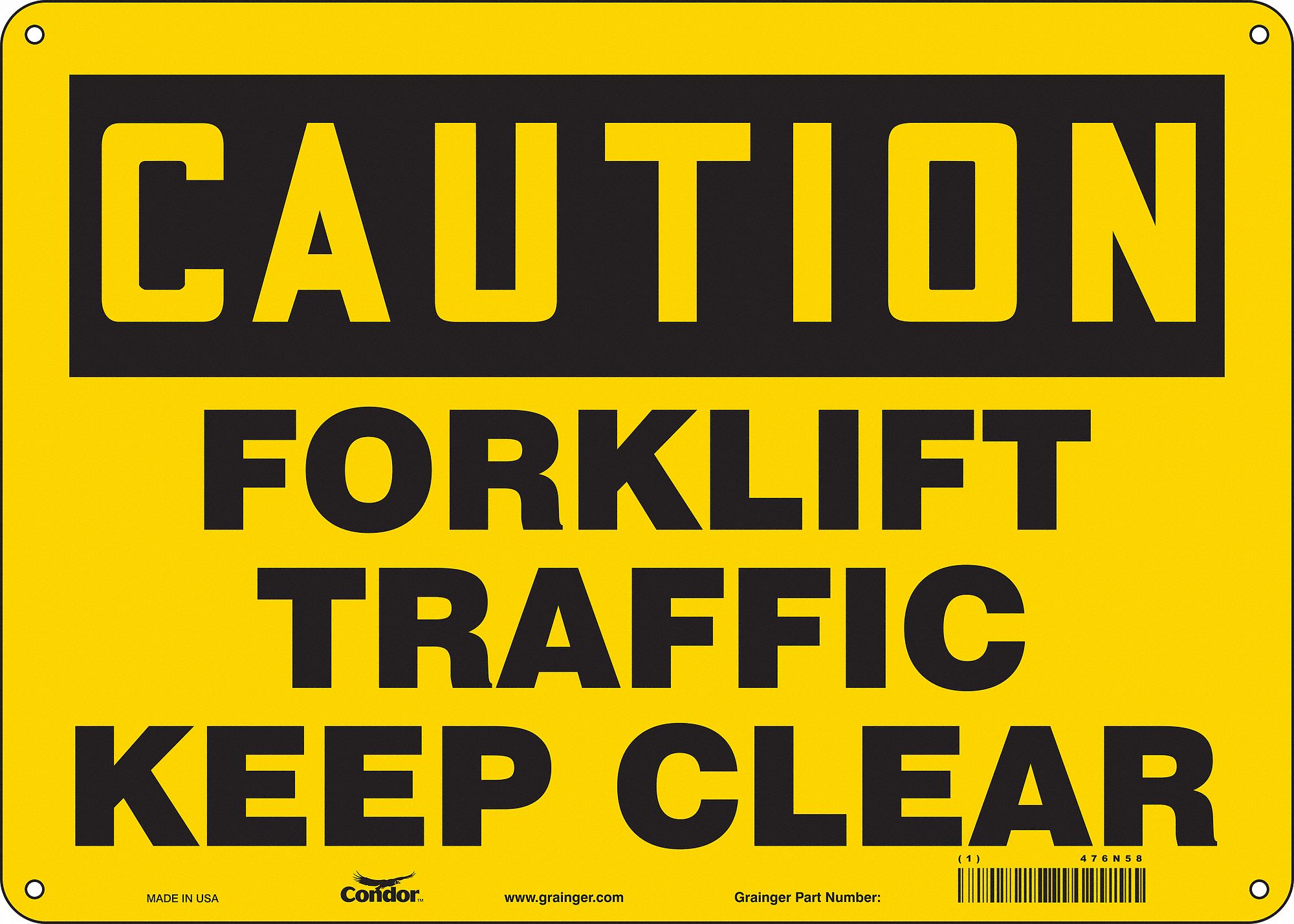 Safety Sign: Polyethylene, Mounting Holes Sign Mounting, 10 in x 14 in Nominal Sign Size