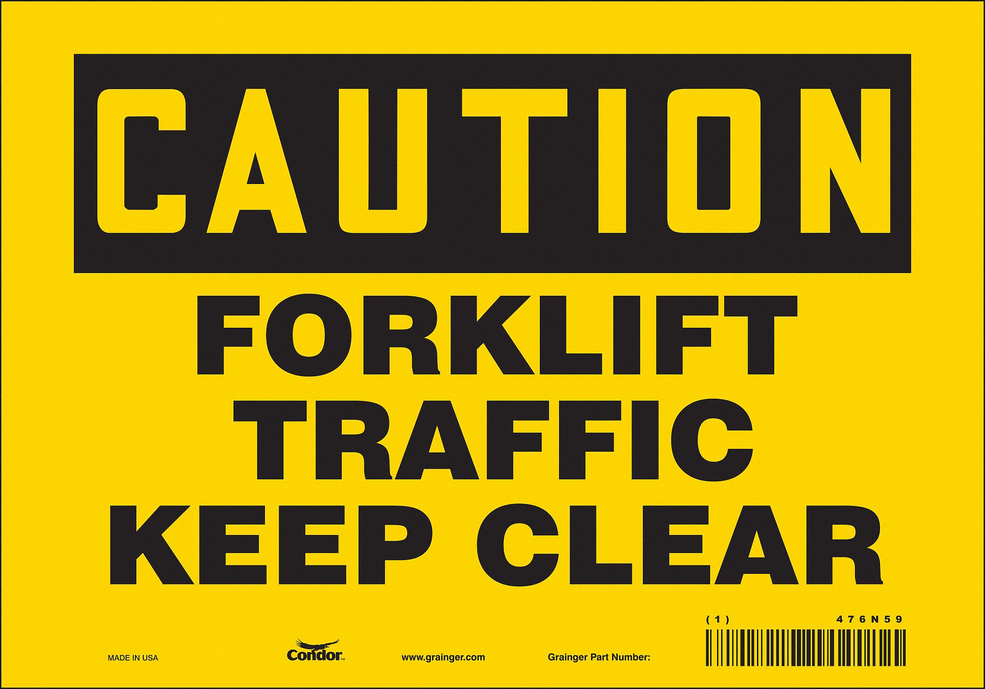 Safety Sign: Vinyl, Adhesive Sign Mounting, 7 in x 10 in Nominal Sign Size, Not Retroreflective