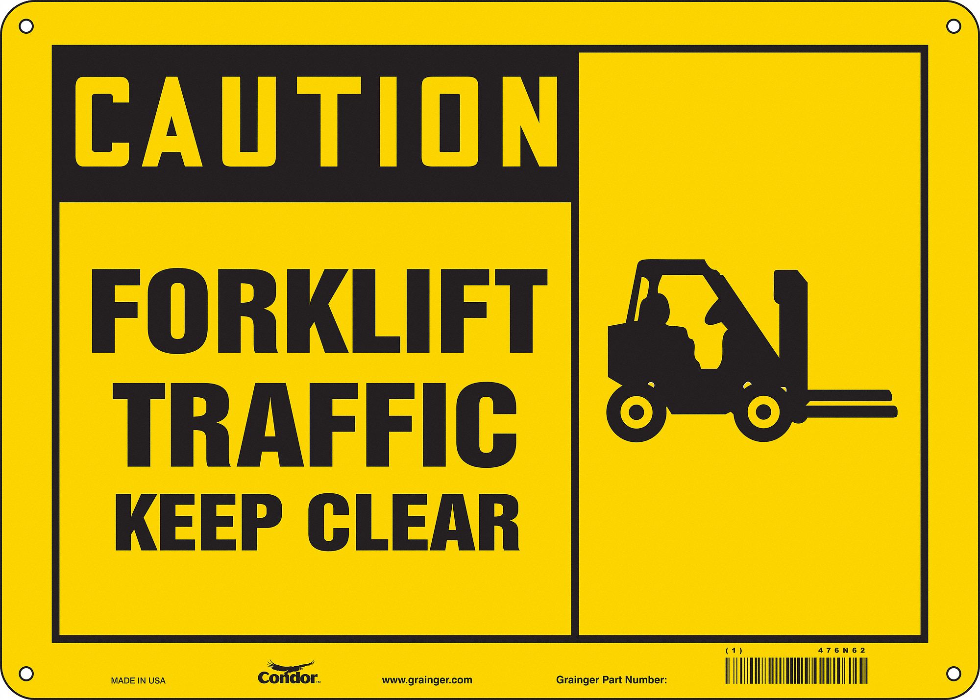Safety Sign: Aluminum, Mounting Holes Sign Mounting, 10 in x 14 in Nominal Sign Size, 0.032 in Thick