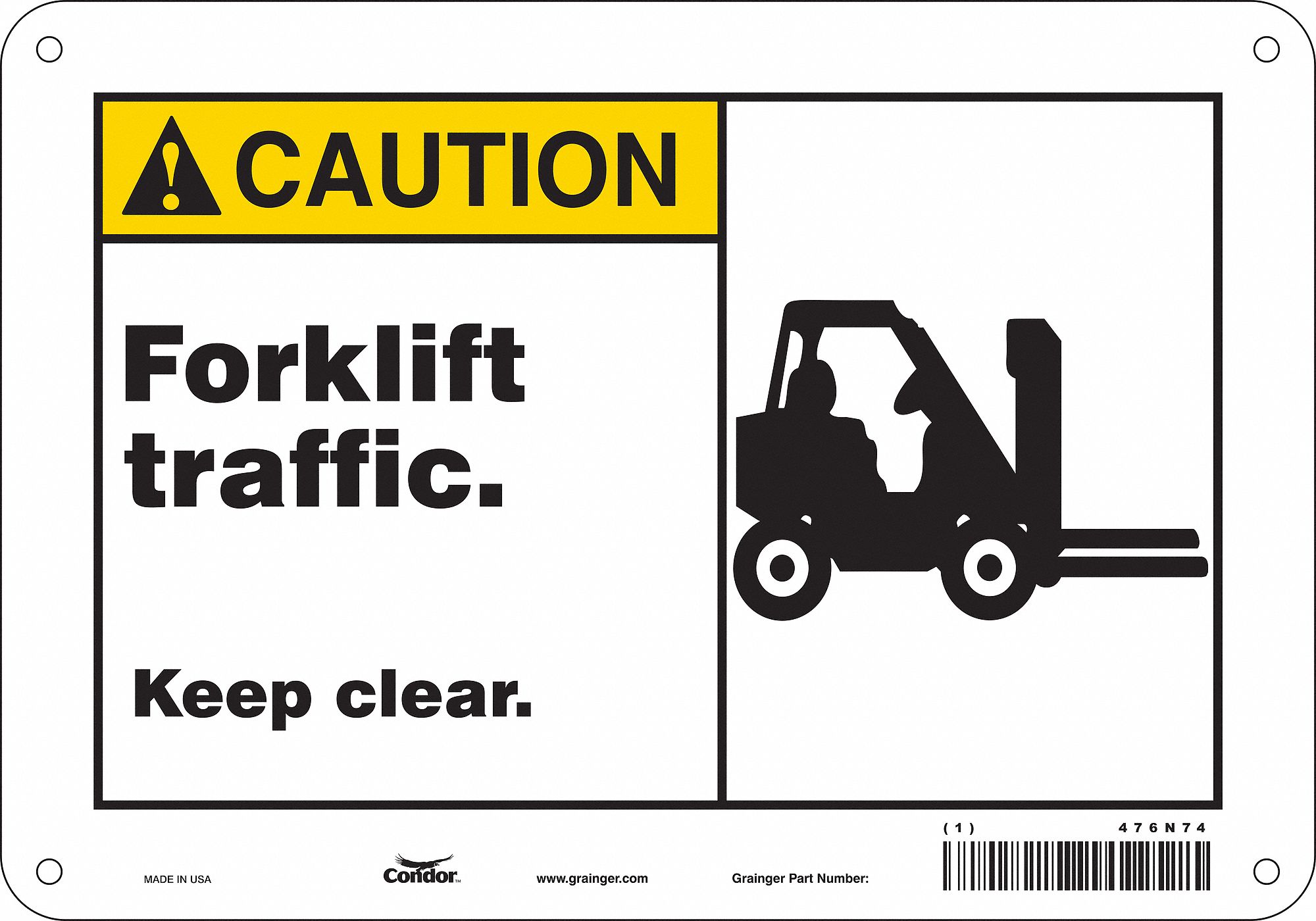 Safety Sign: Aluminum, Mounting Holes Sign Mounting, 7 in x 10 in Nominal Sign Size, 0.032 in Thick