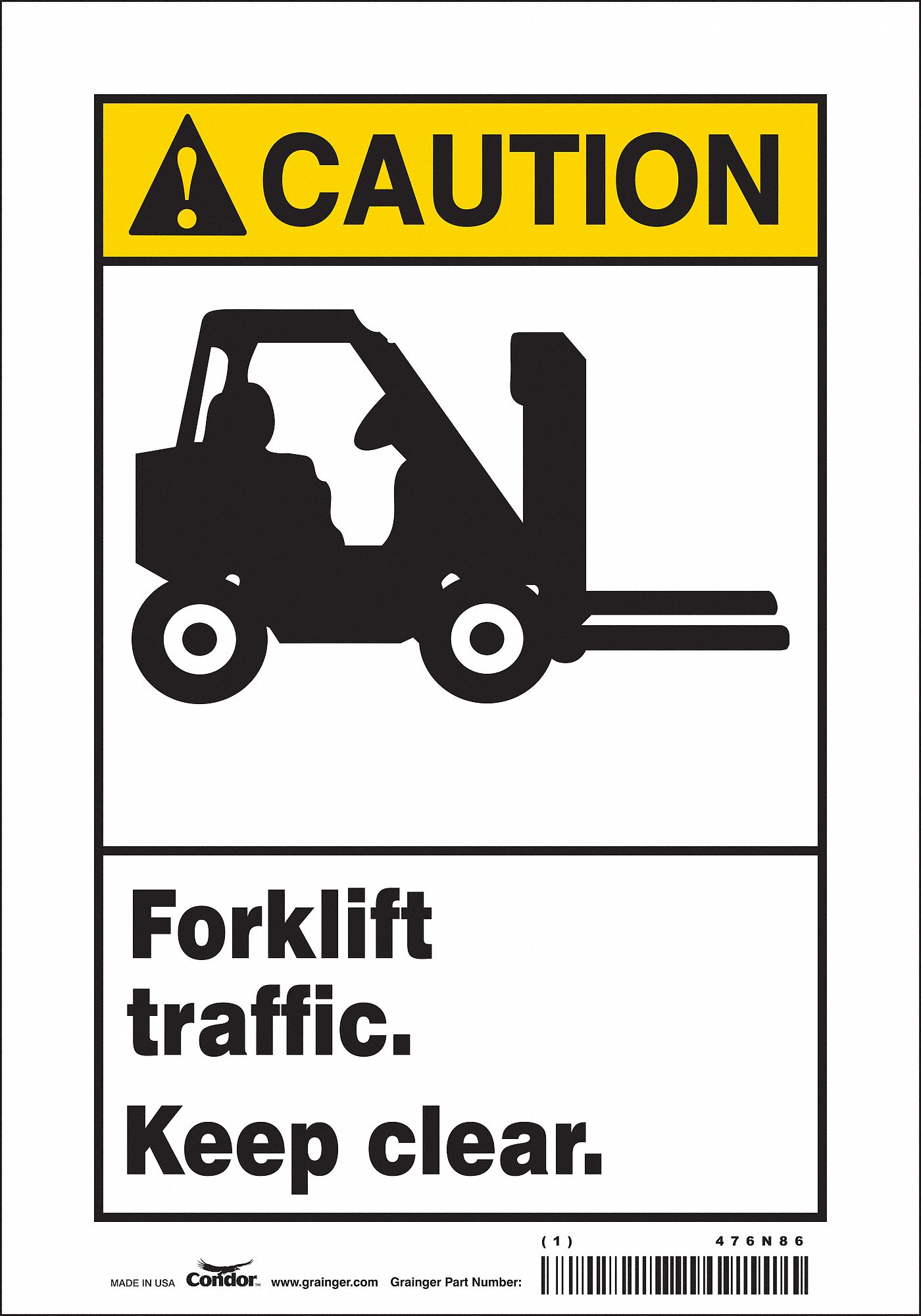 Safety Sign: Vinyl, Adhesive Sign Mounting, 10 in x 7 in Nominal Sign Size, Not Retroreflective