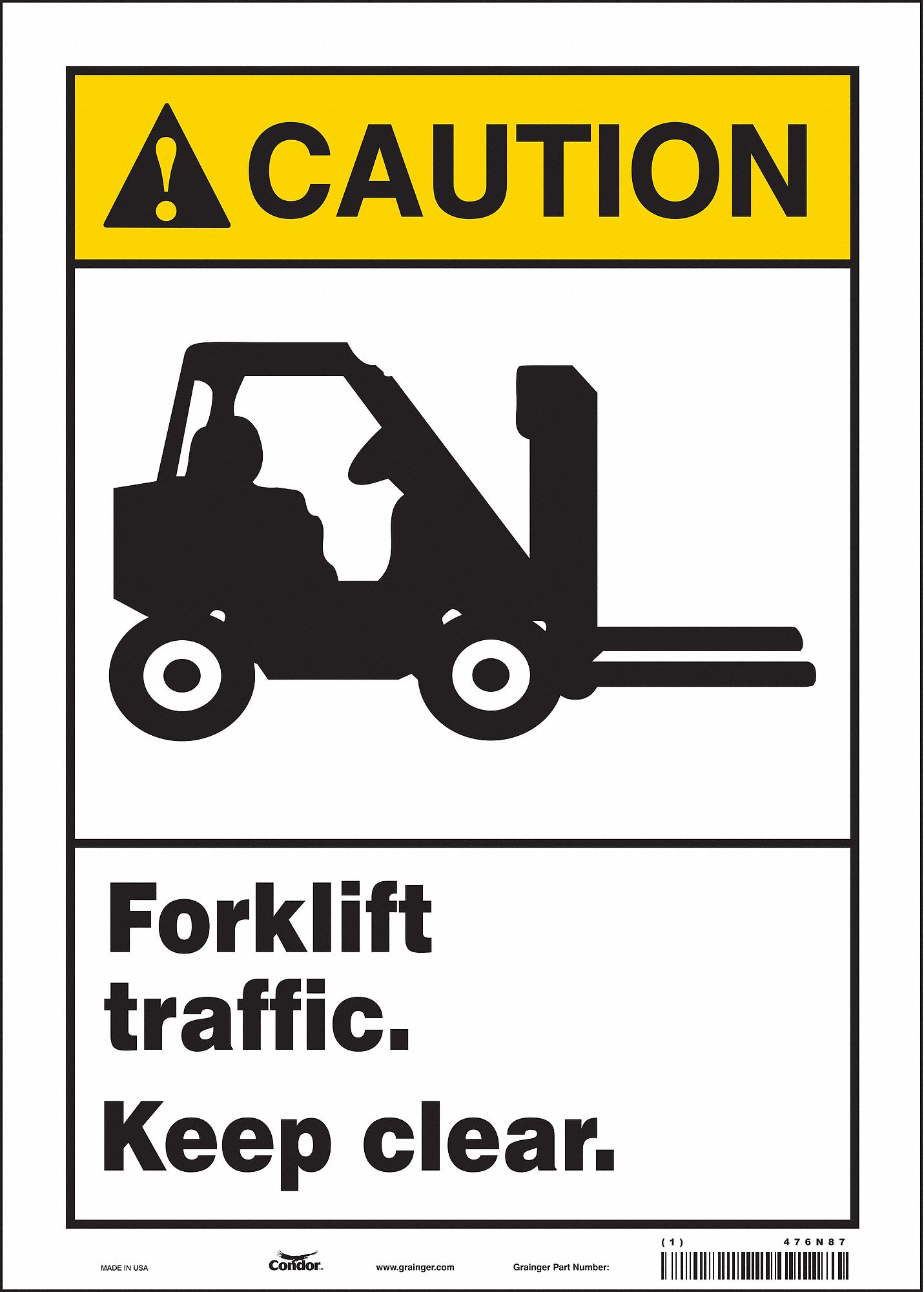 Safety Sign: Vinyl, Adhesive Sign Mounting, 14 in x 10 in Nominal Sign Size, Not Retroreflective