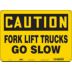 Caution: Forklift Trucks Go Slow Signs
