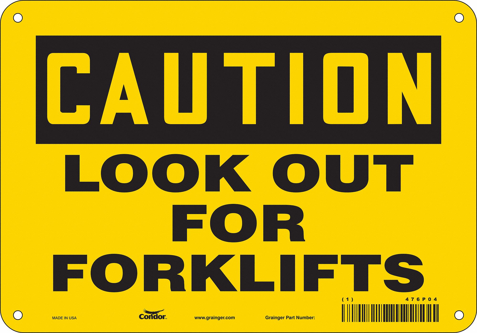 Safety Sign: Aluminum, Mounting Holes Sign Mounting, 7 in x 10 in Nominal Sign Size, 0.032 in Thick