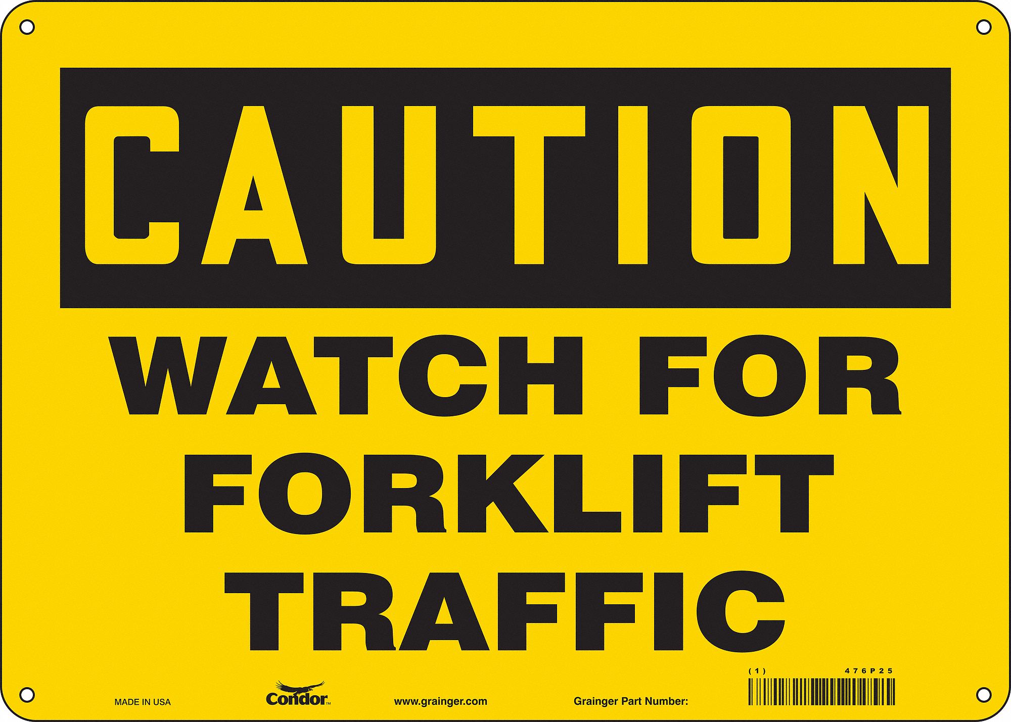 Safety Sign: Polyethylene, Mounting Holes Sign Mounting, 10 in x 14 in Nominal Sign Size
