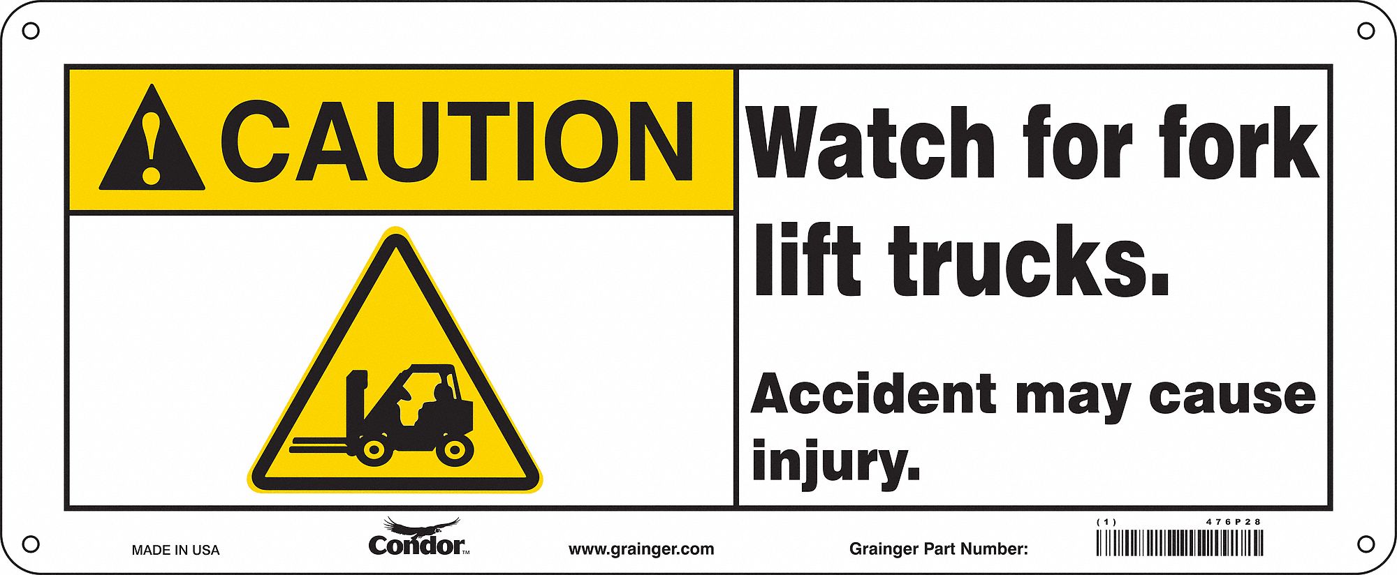 Safety Sign, 7 in x 17 in, Aluminum