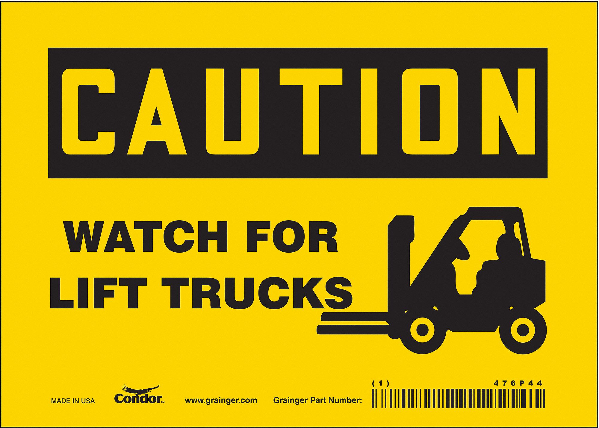 Safety Sign: Vinyl, Adhesive Sign Mounting, 5 in x 7 in Nominal Sign Size, Not Retroreflective