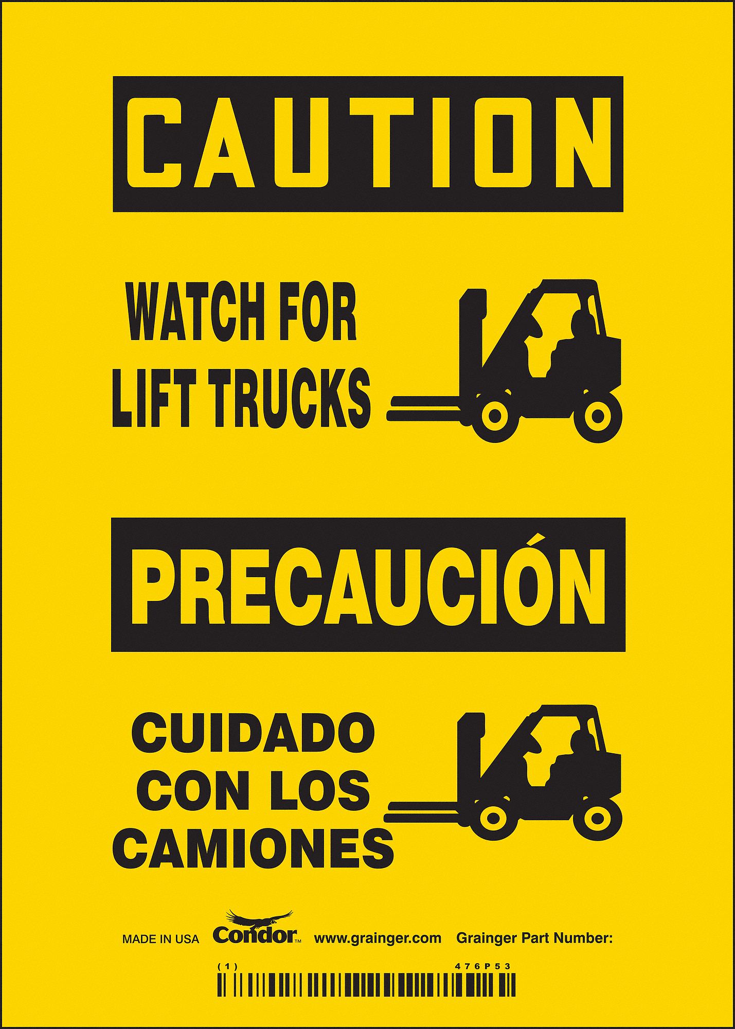 Safety Sign: Vinyl, Adhesive Sign Mounting, 7 in x 5 in Nominal Sign Size, Not Retroreflective