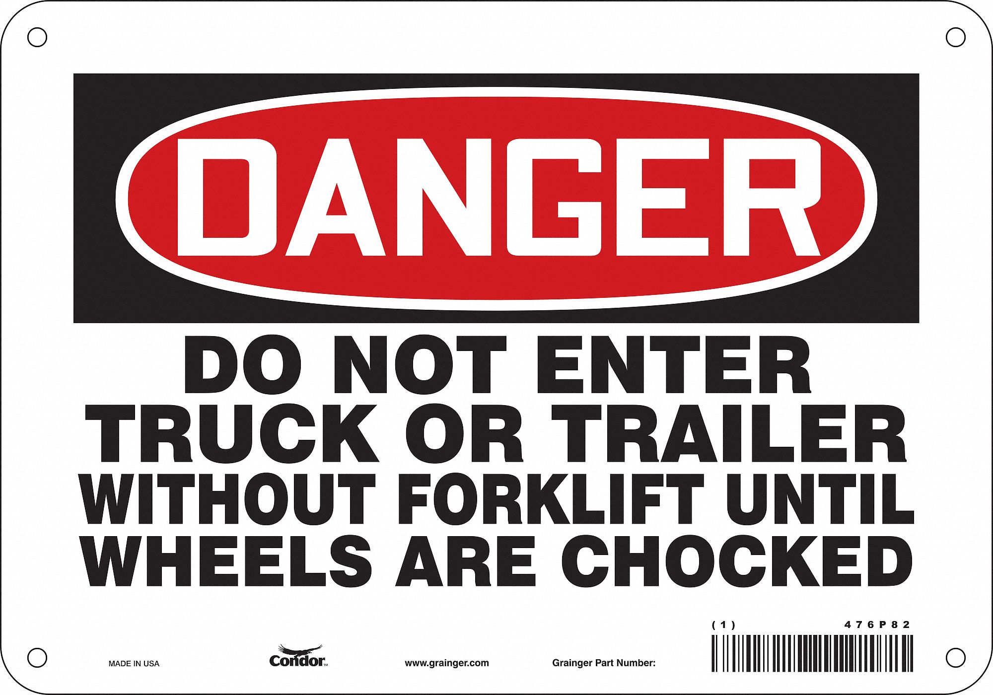 Safety Sign: Aluminum, Mounting Holes Sign Mounting, 7 in x 10 in Nominal Sign Size, 0.032 in Thick