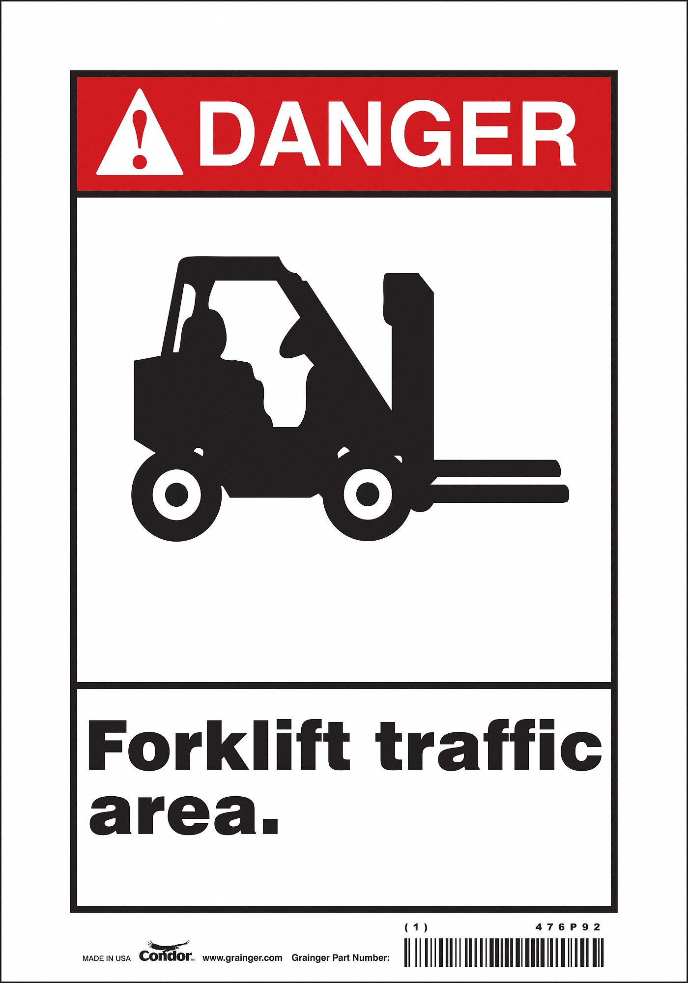 Safety Sign: Vinyl, Adhesive Sign Mounting, 10 in x 7 in Nominal Sign Size, Not Retroreflective