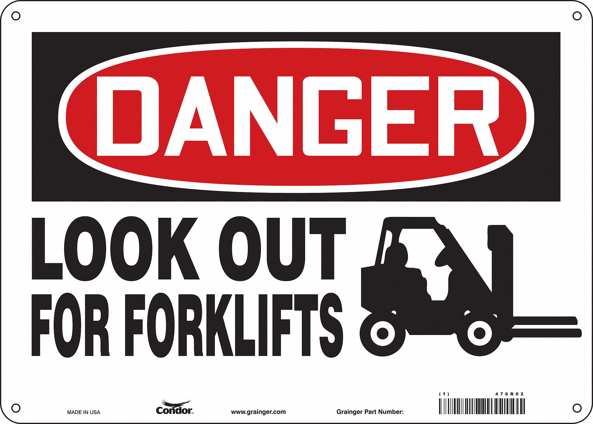 Safety Sign: Aluminum, Mounting Holes Sign Mounting, 10 in x 14 in Nominal Sign Size, 0.032 in Thick