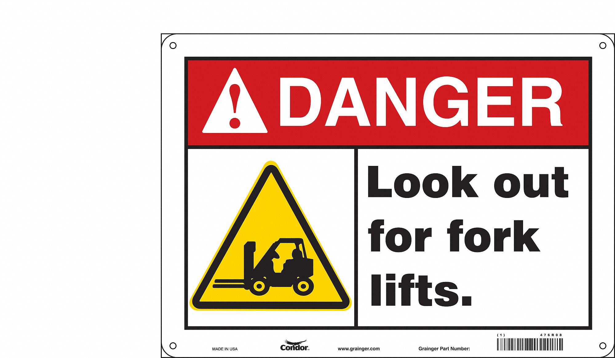 Safety Sign: Aluminum, Mounting Holes Sign Mounting, 10 in x 14 in Nominal Sign Size, 0.032 in Thick