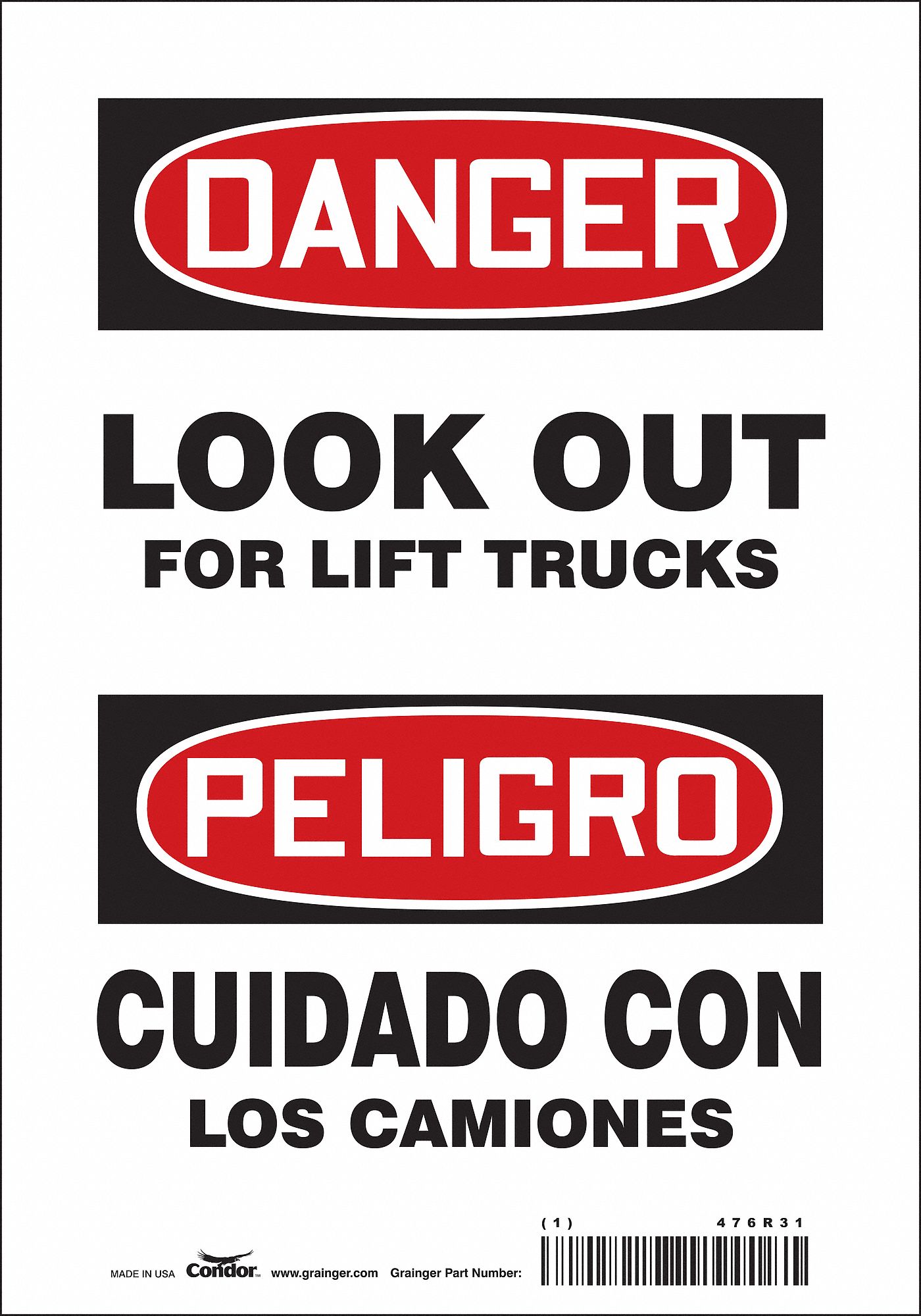 Safety Sign: Vinyl, Adhesive Sign Mounting, 10 in x 7 in Nominal Sign Size, Not Retroreflective