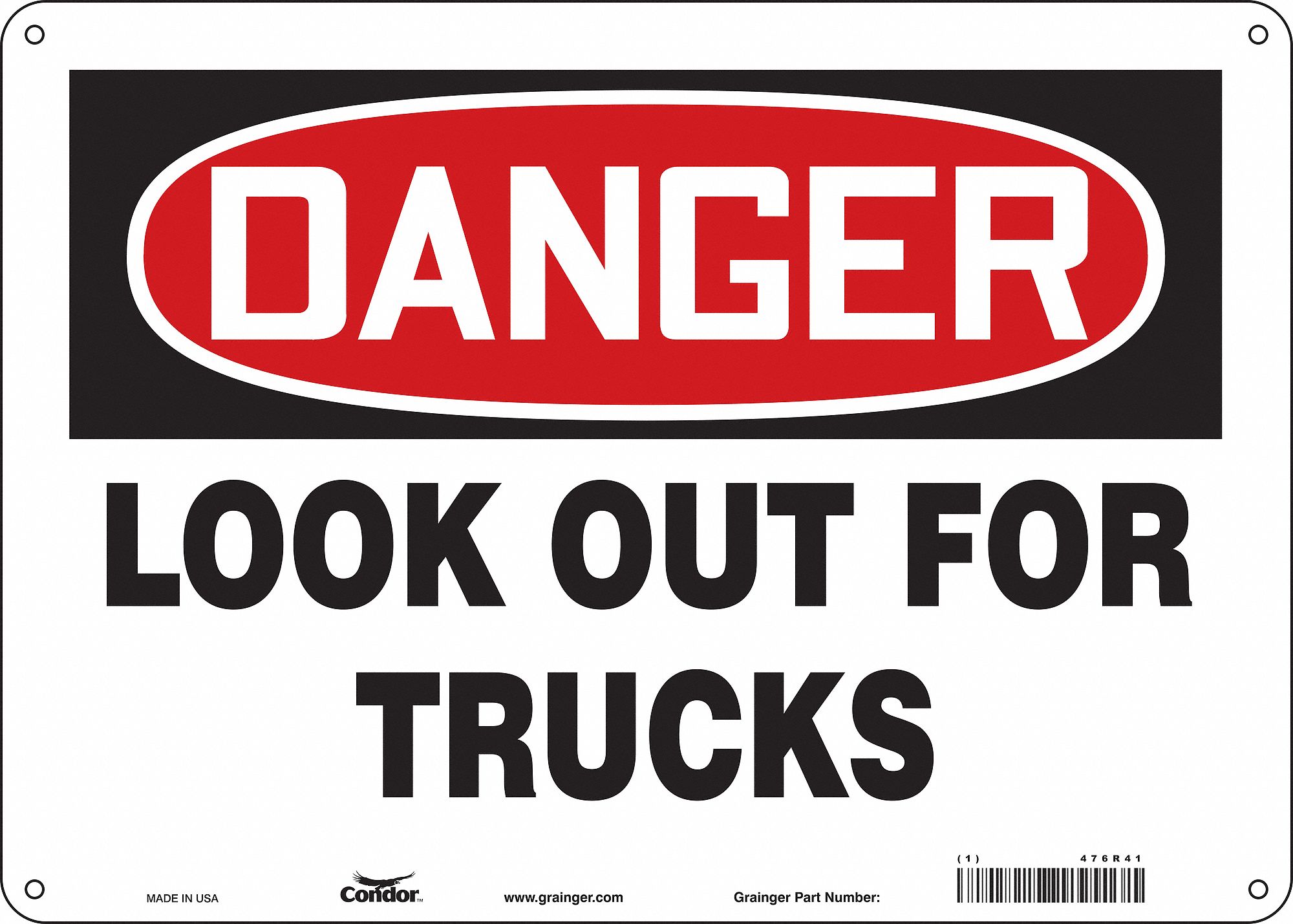 Safety Sign: Aluminum, Mounting Holes Sign Mounting, 10 in x 14 in Nominal Sign Size, 0.032 in Thick