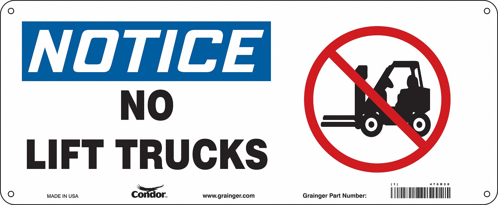 Safety Sign, 7 in x 17 in, Aluminum