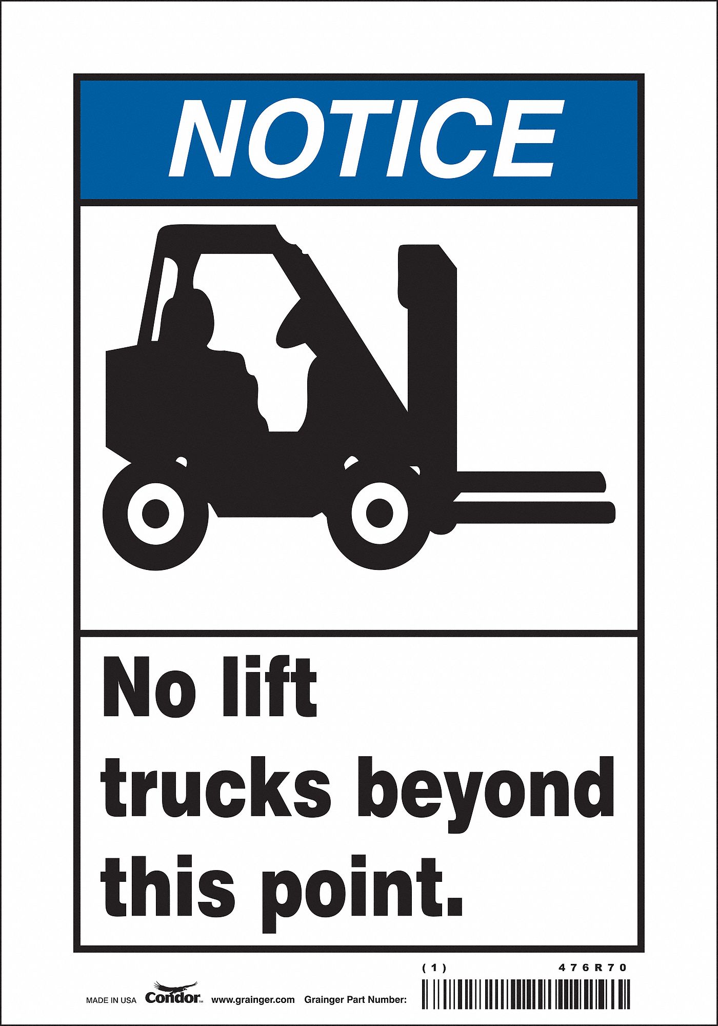 Safety Sign: Vinyl, Adhesive Sign Mounting, 10 in x 7 in Nominal Sign Size, Not Retroreflective