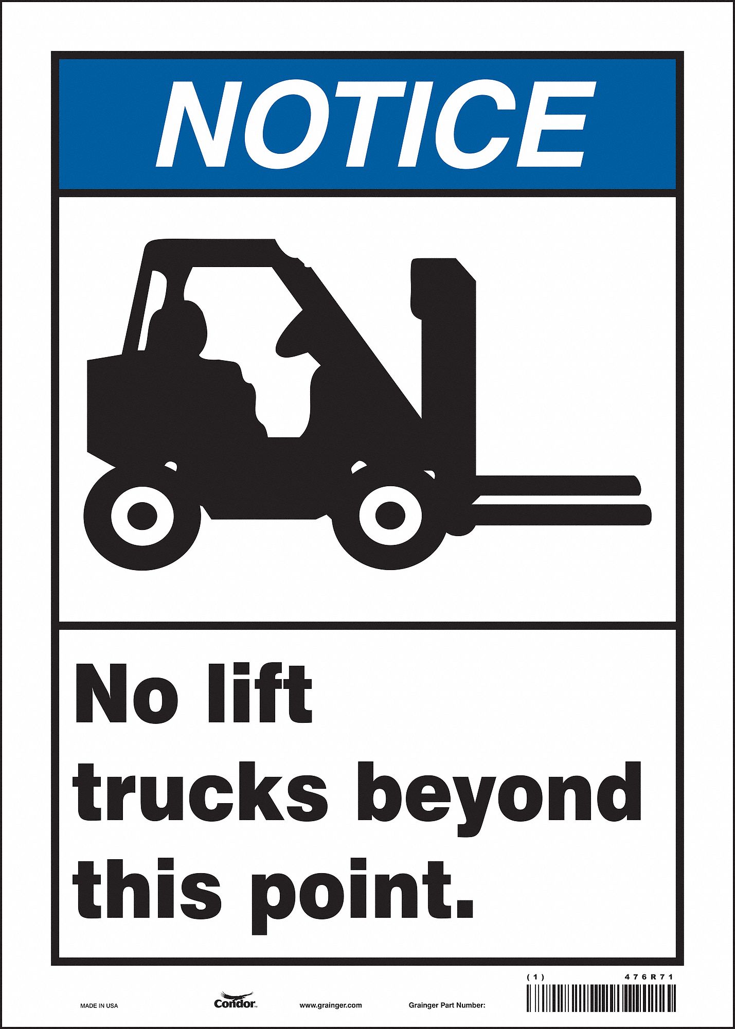 Safety Sign: Vinyl, Adhesive Sign Mounting, 14 in x 10 in Nominal Sign Size, Not Retroreflective