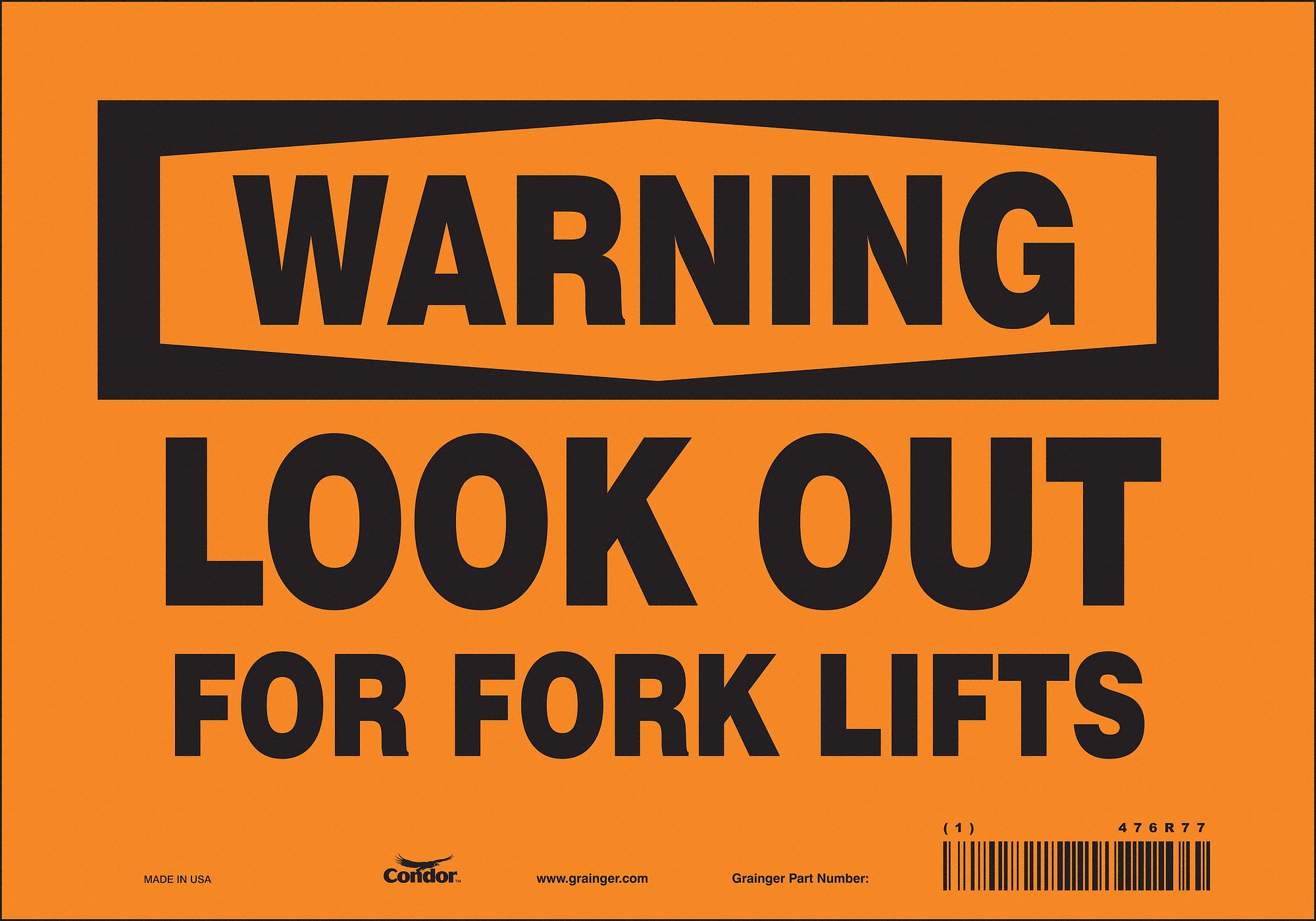 Safety Sign: Vinyl, Adhesive Sign Mounting, 7 in x 10 in Nominal Sign Size, Not Retroreflective