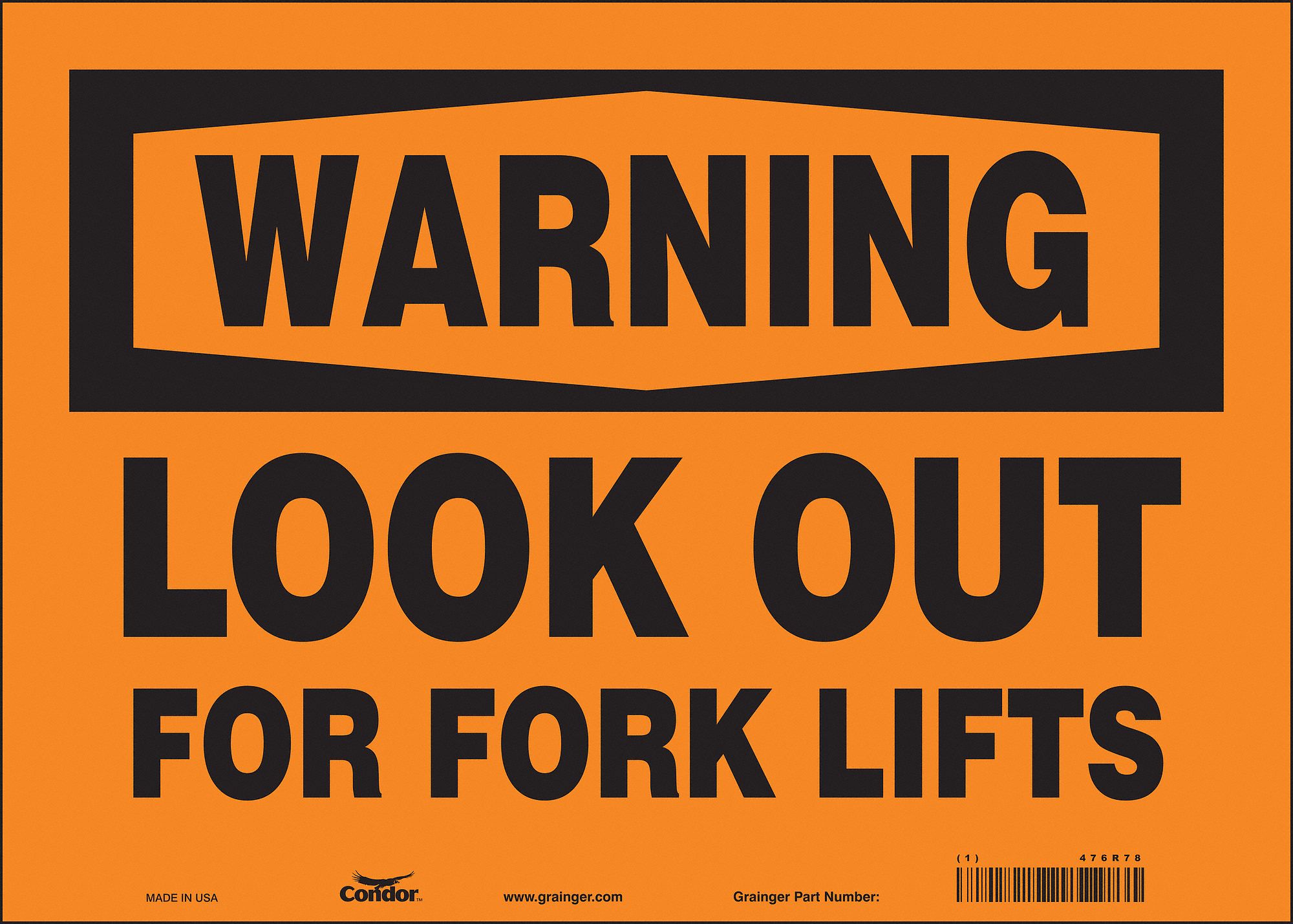 Safety Sign: Vinyl, Adhesive Sign Mounting, 10 in x 14 in Nominal Sign Size, Not Retroreflective