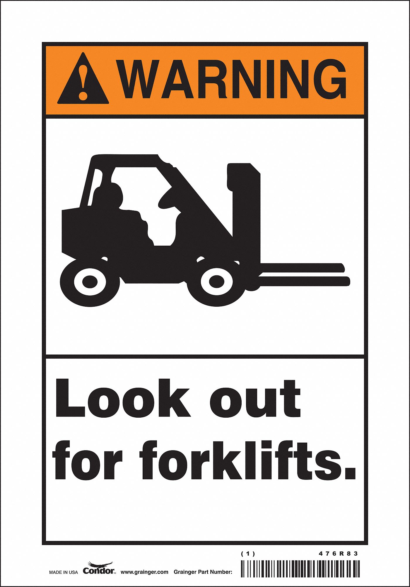 Safety Sign: Vinyl, Adhesive Sign Mounting, 10 in x 7 in Nominal Sign Size, Not Retroreflective