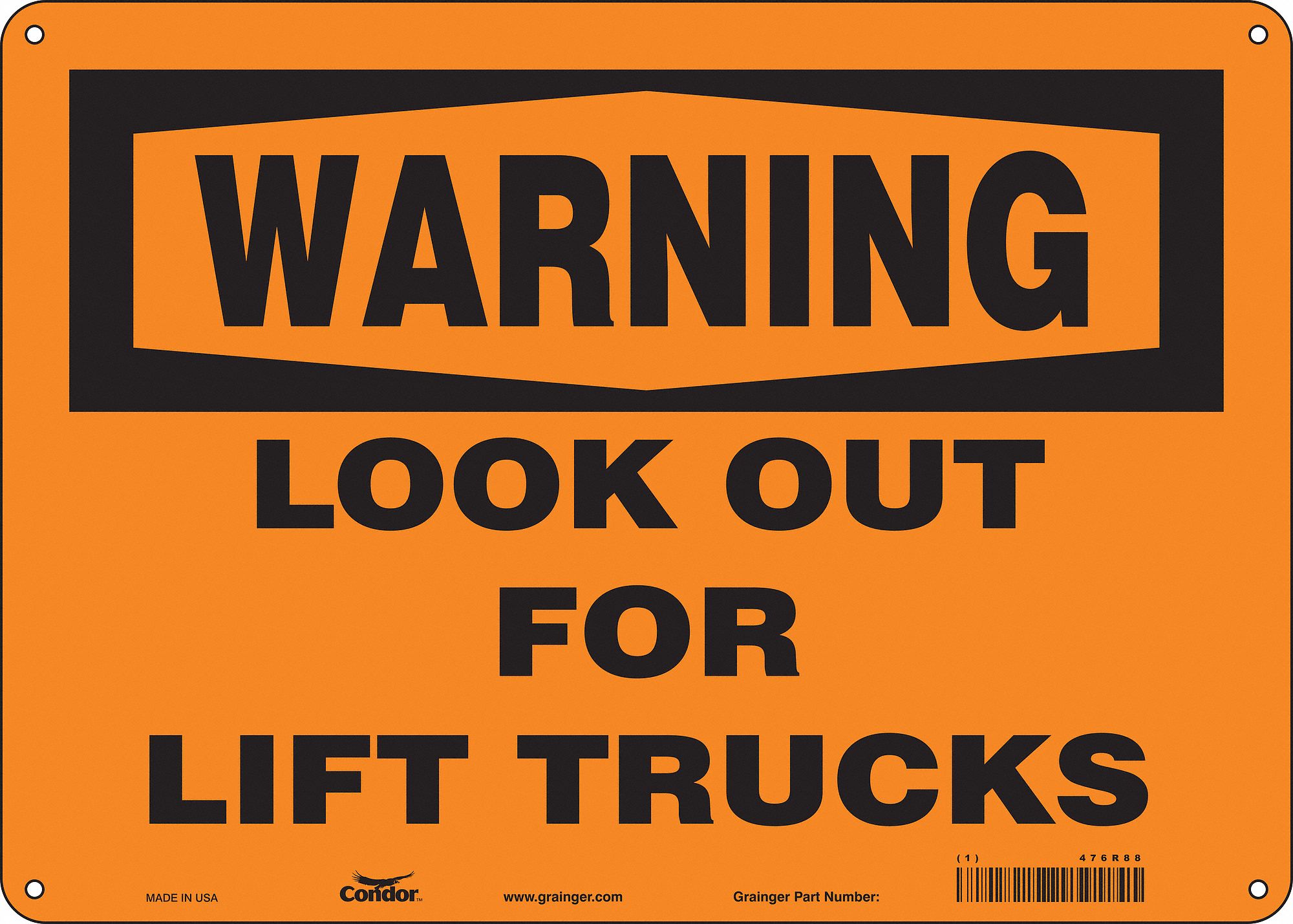Safety Sign: Polyethylene, Mounting Holes Sign Mounting, 10 in x 14 in Nominal Sign Size