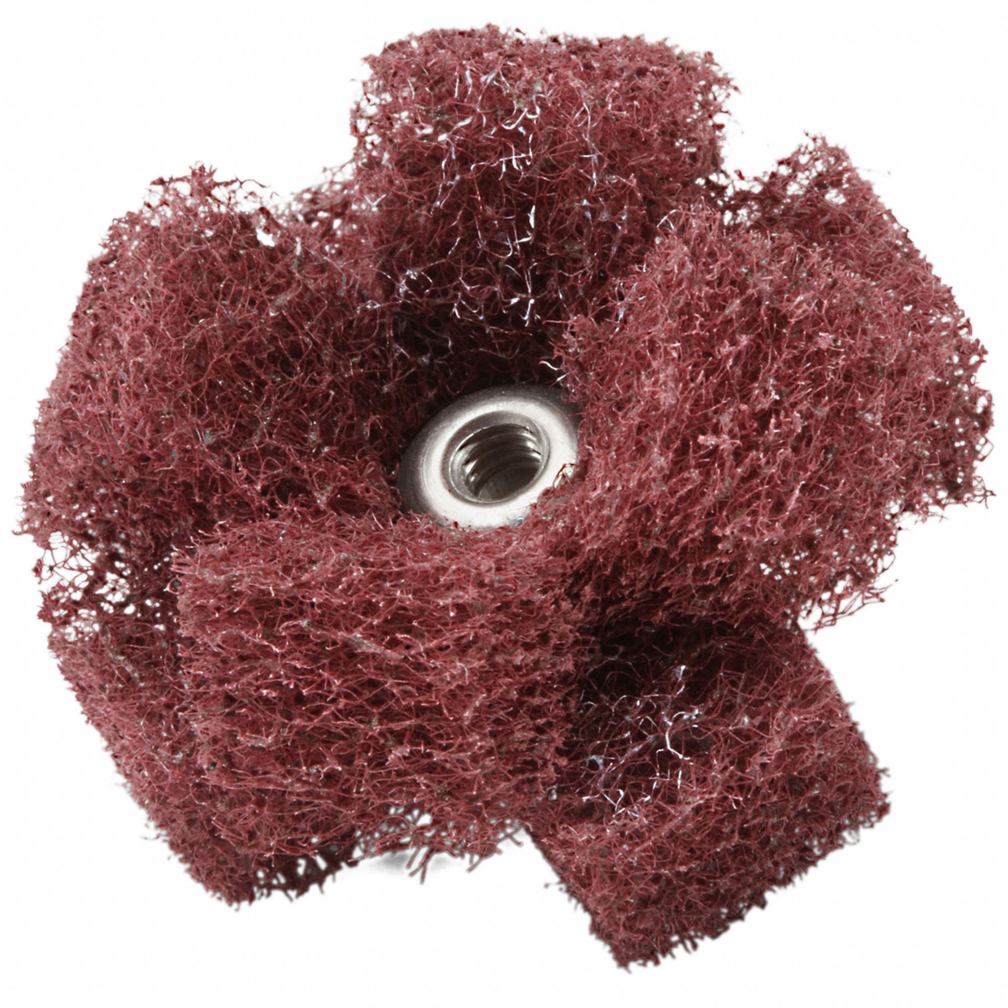 Cross Buff: 1 1/2 in Dia x 1/2 in W, #8-32 Eyelet, Aluminum Oxide, Very Fine