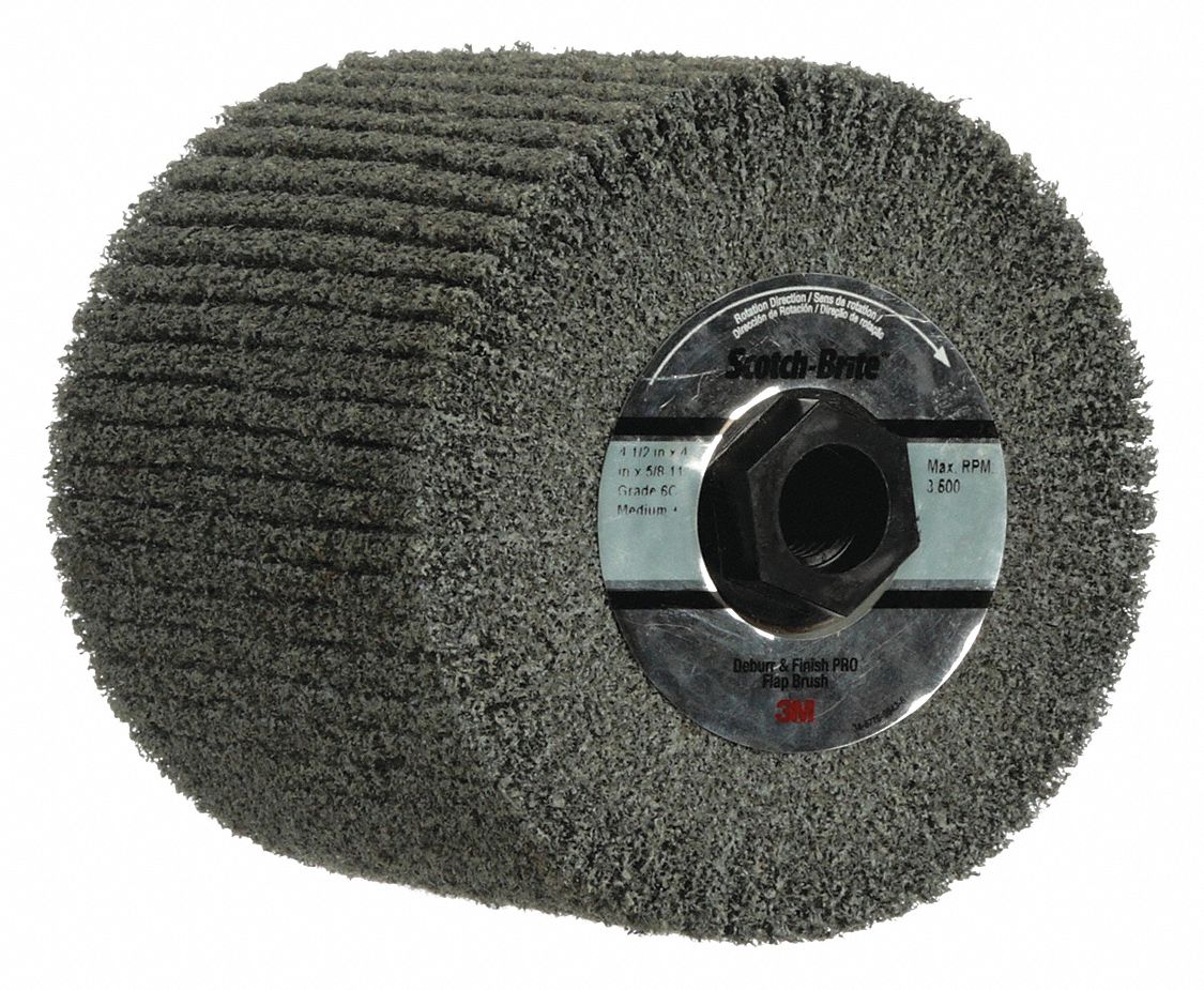 SCOTCHBRITE Abrasive Brush, 3 1/2 in Brush Dia., Medium, Ceramic Grain