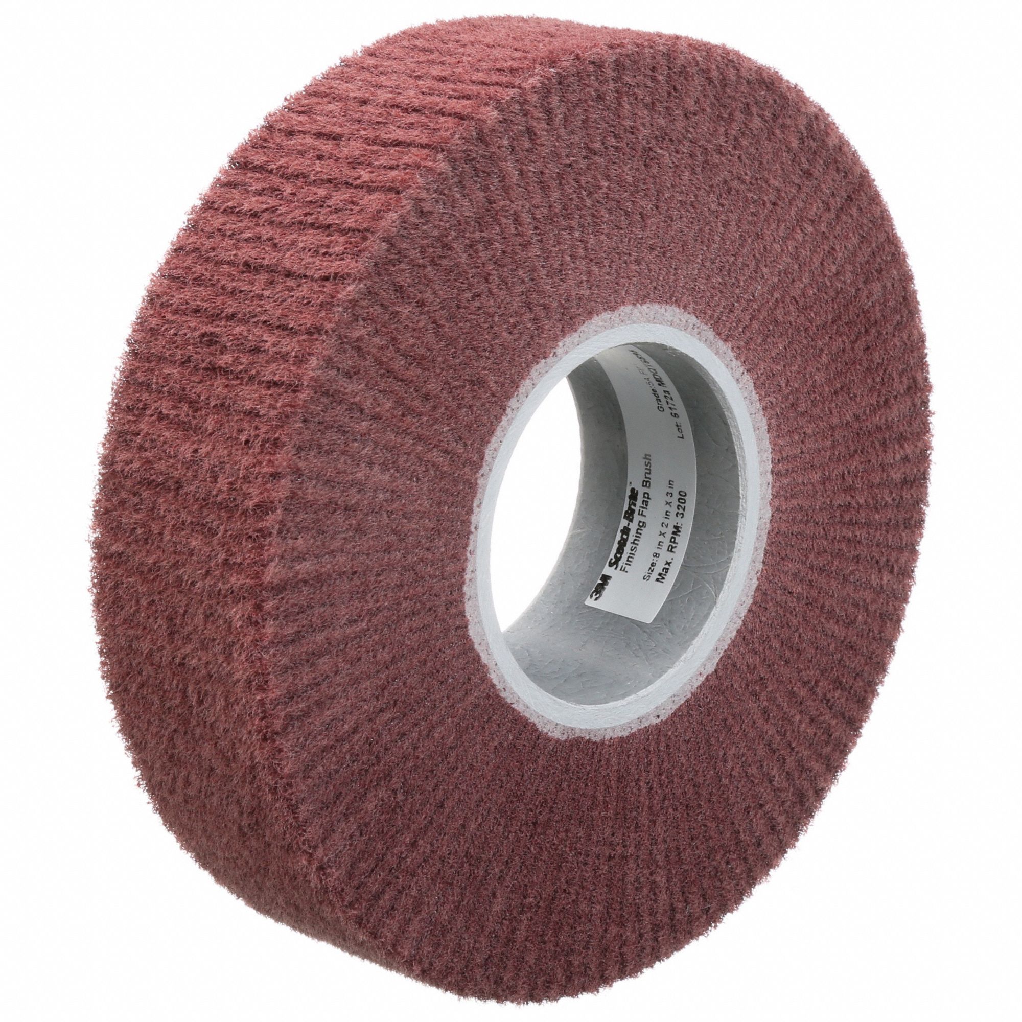 FINISHING FLAP BRUSH, 8 IN DIAMETER X 2 IN W, 3 IN ARBOUR, ALUMINUM OXIDE, MEDIUM, CF-FB