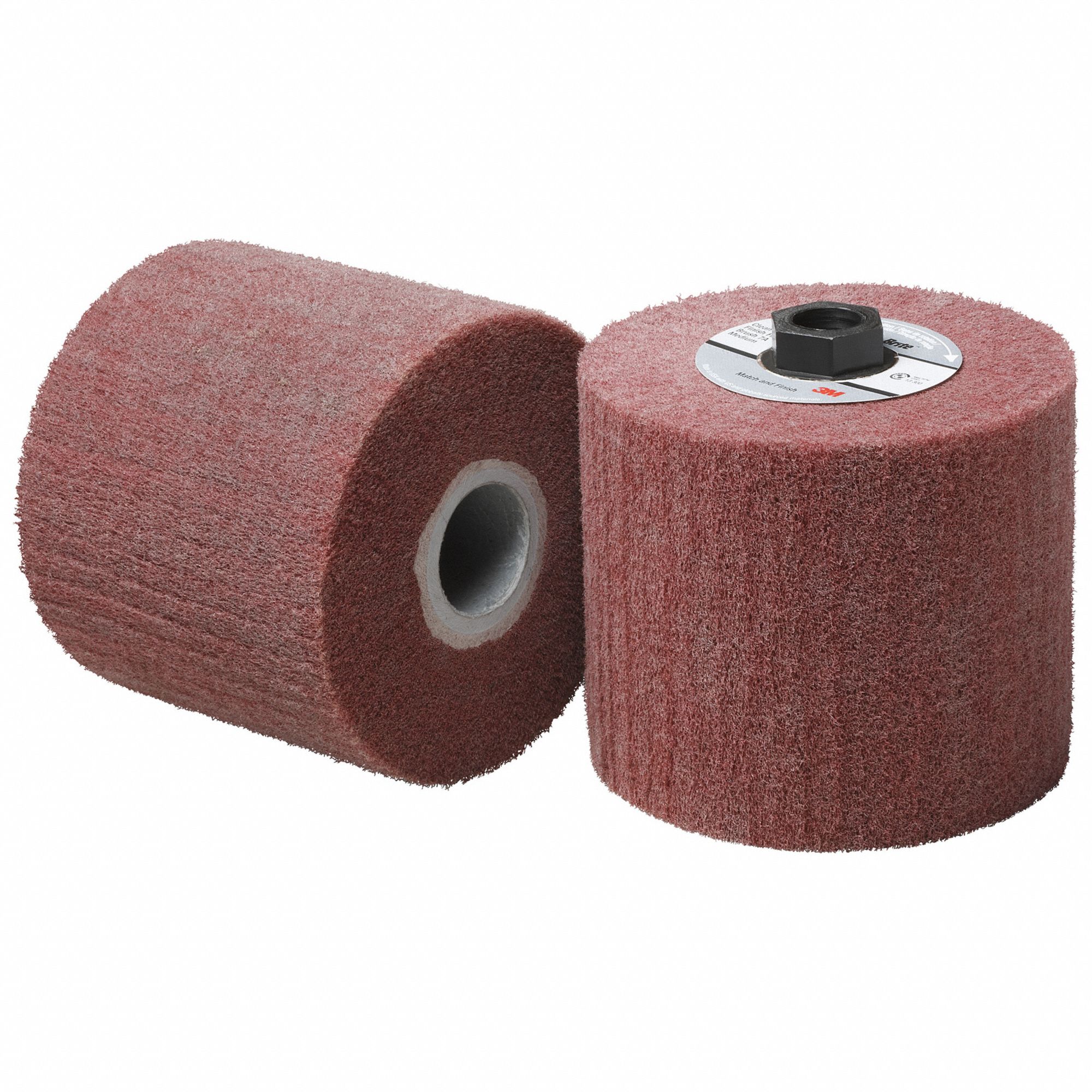 Match and Finish Flap Brush: 4 1/2 in Dia x 4 in W, 5/8"-11 Arbor, Aluminum Oxide