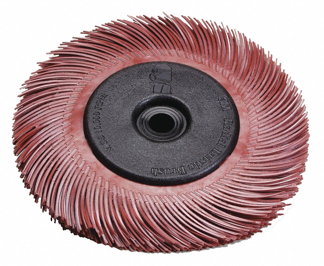 SCOTCHBRITE, 7 5/8 in Brush Dia., 220 Abrasive Grit, Radial Bristle