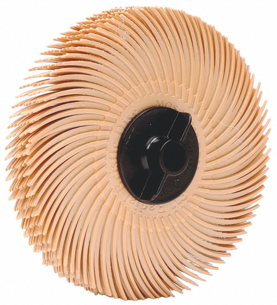 SCOTCHBRITE 3 in, Radial Bristle Disc, Arbor Hole, Ceramic, 1,400