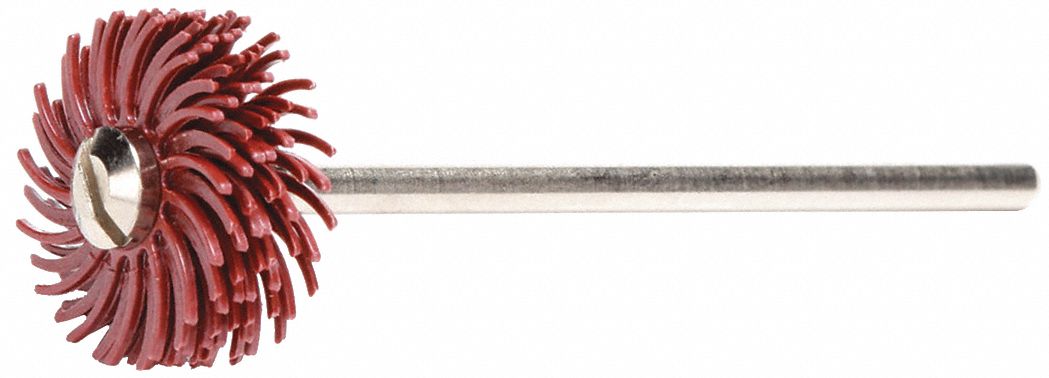 Radial Bristle Disc: Type A, 9/16 in Dia x 1/16 in Wd, 1/16 in Arbor, Ceramic, 220 Grit