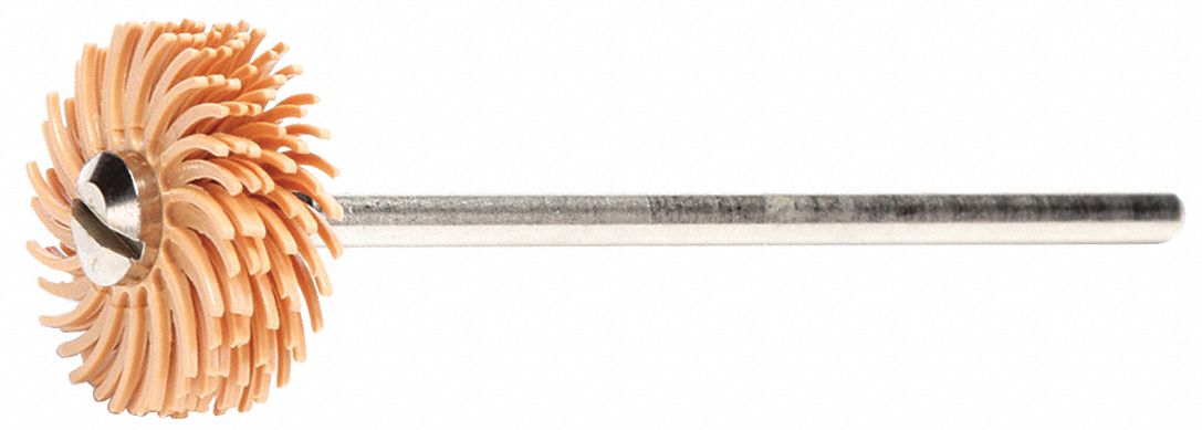 Radial Bristle Disc: Type A, 9/16 in Dia x 1/16 in Wd, 1/16 in Arbor, Ceramic, 800 Grit