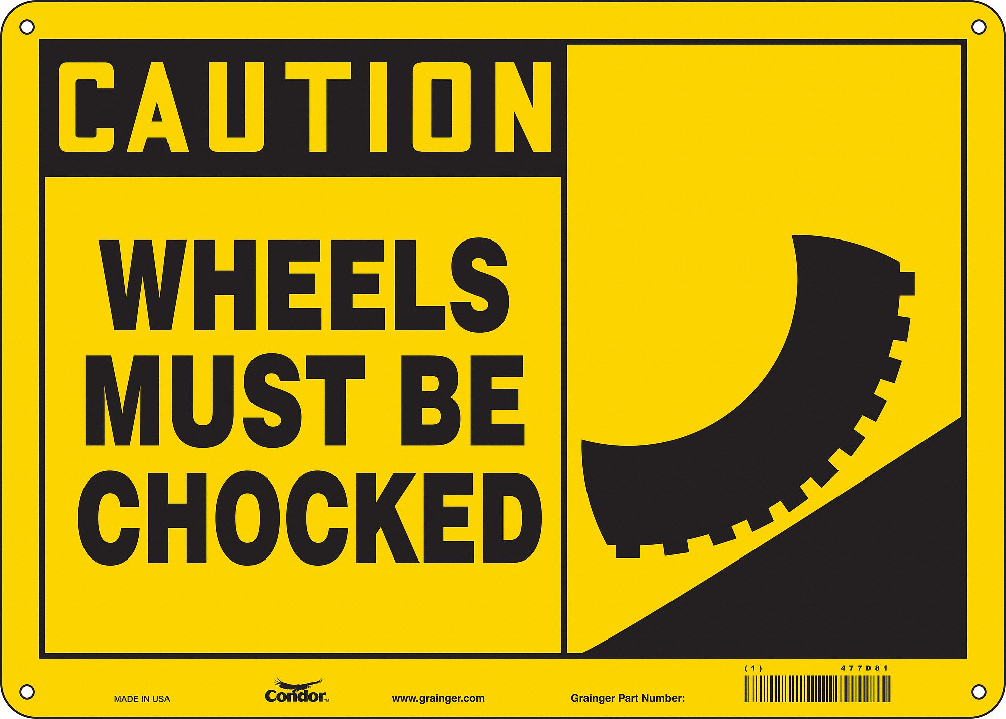 Safety Sign: Polyethylene, Mounting Holes Sign Mounting, 10 in x 14 in Nominal Sign Size