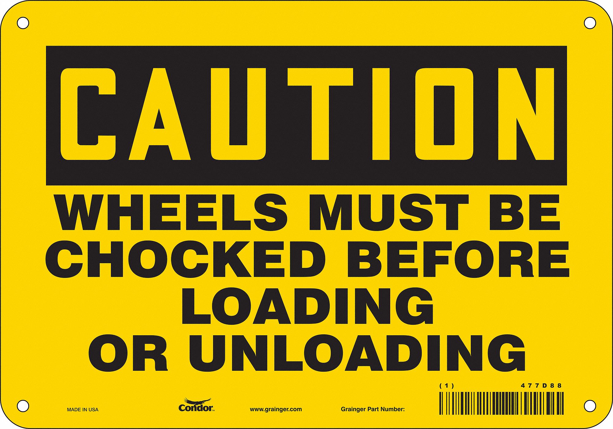Safety Sign: Polyethylene, Mounting Holes Sign Mounting, 7 in x 10 in Nominal Sign Size