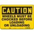 Caution: Wheels Must Be Chocked Before Loading Or Unloading Signs