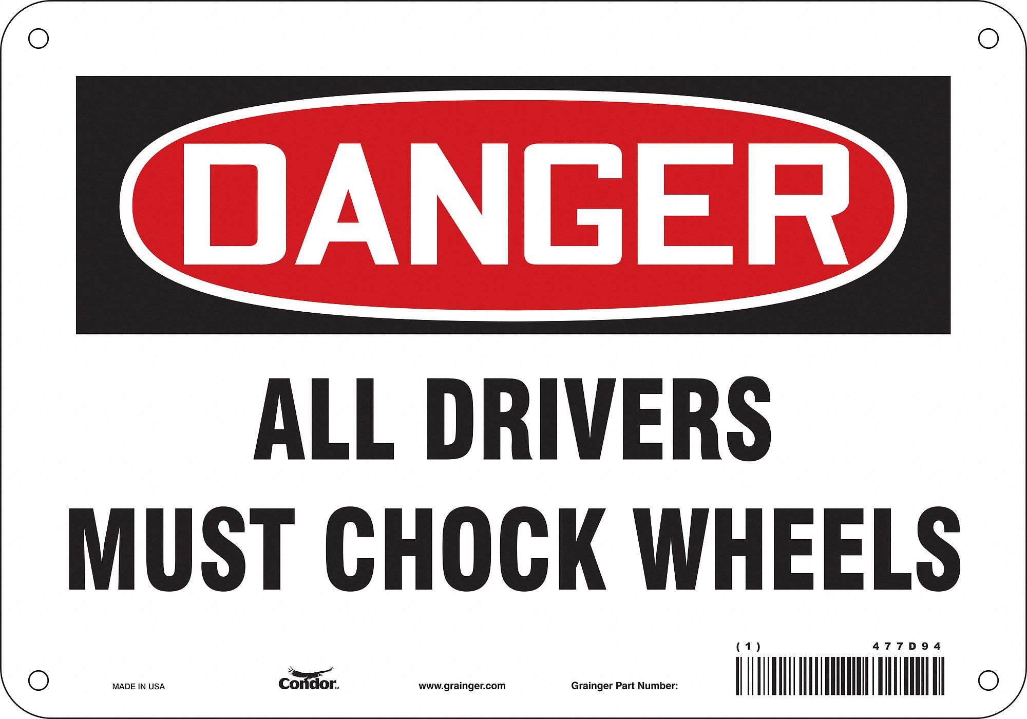 Safety Sign: Aluminum, Mounting Holes Sign Mounting, 7 in x 10 in Nominal Sign Size, 0.032 in Thick