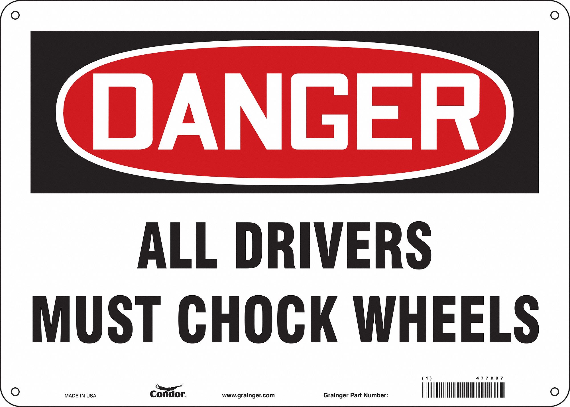 Safety Sign: Polyethylene, Mounting Holes Sign Mounting, 10 in x 14 in Nominal Sign Size