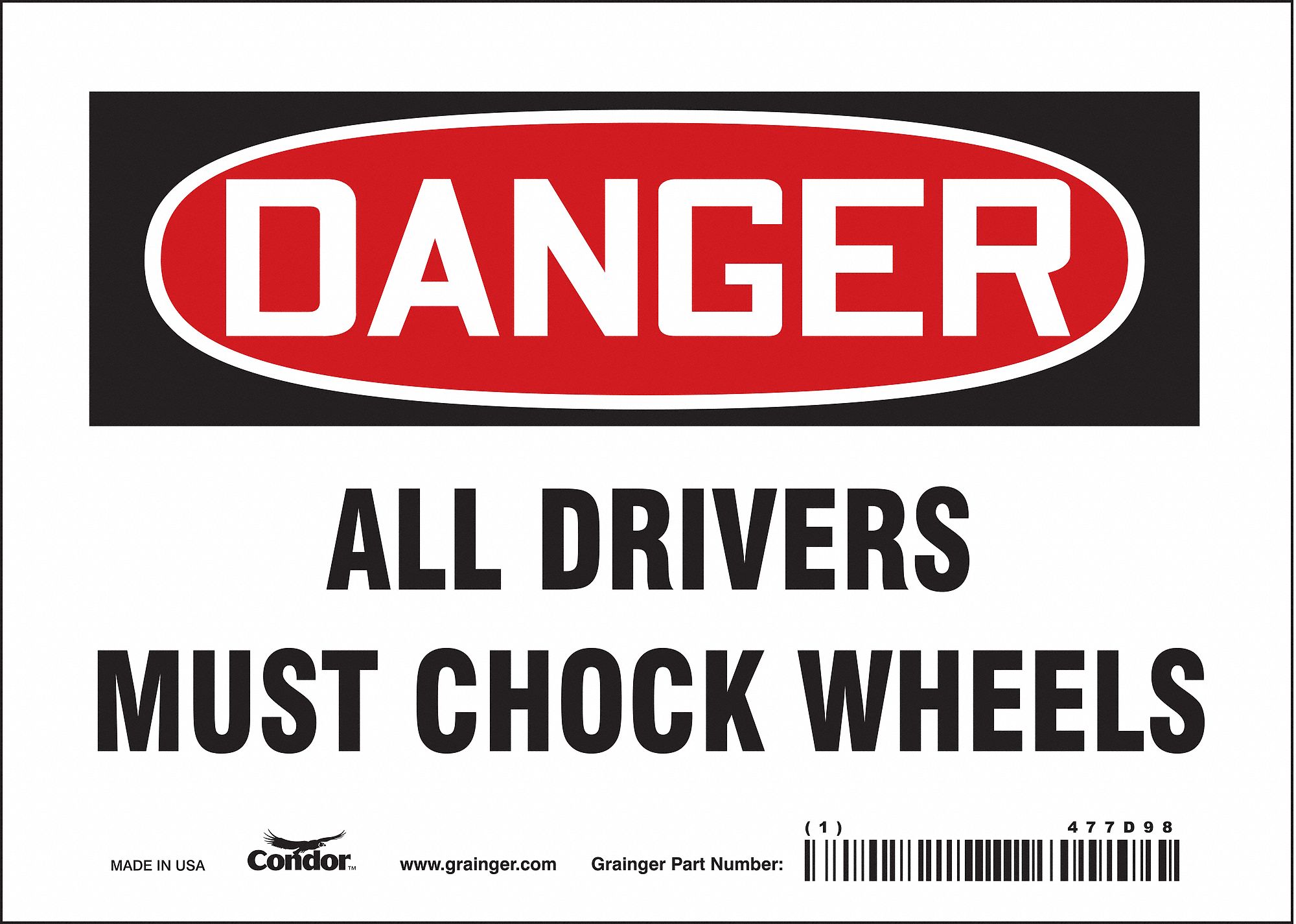 Safety Sign: Vinyl, Adhesive Sign Mounting, 5 in x 7 in Nominal Sign Size, Not Retroreflective