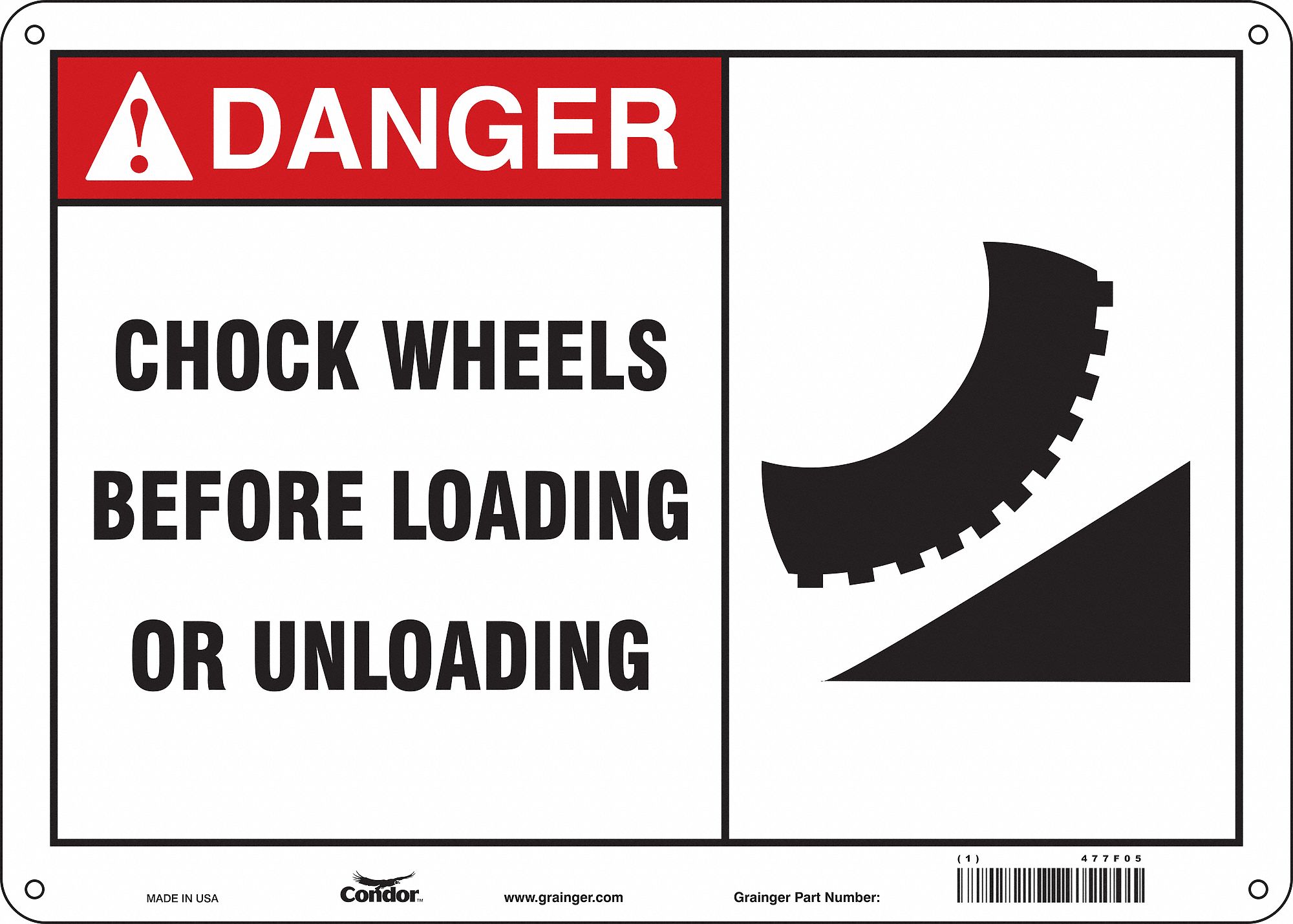 Safety Sign: Polyethylene, Mounting Holes Sign Mounting, 10 in x 14 in Nominal Sign Size