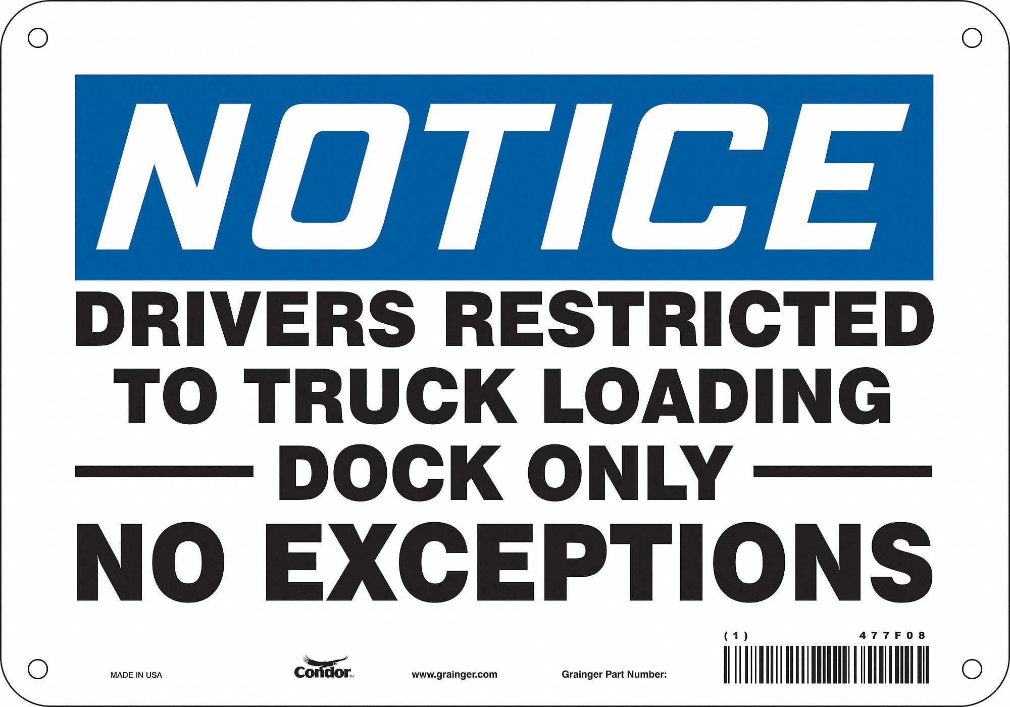 Safety Sign: Aluminum, Mounting Holes Sign Mounting, 7 in x 10 in Nominal Sign Size, 0.032 in Thick