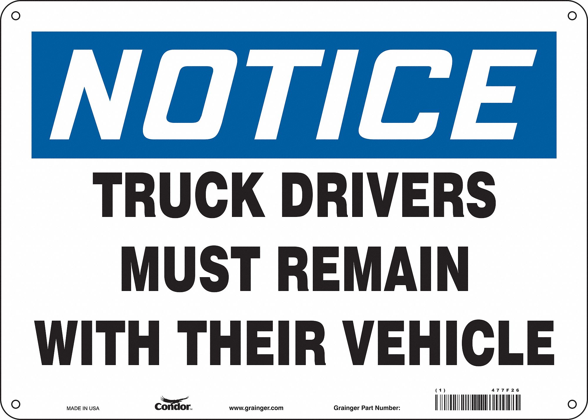 Safety Sign: Polyethylene, Mounting Holes Sign Mounting, 10 in x 14 in Nominal Sign Size