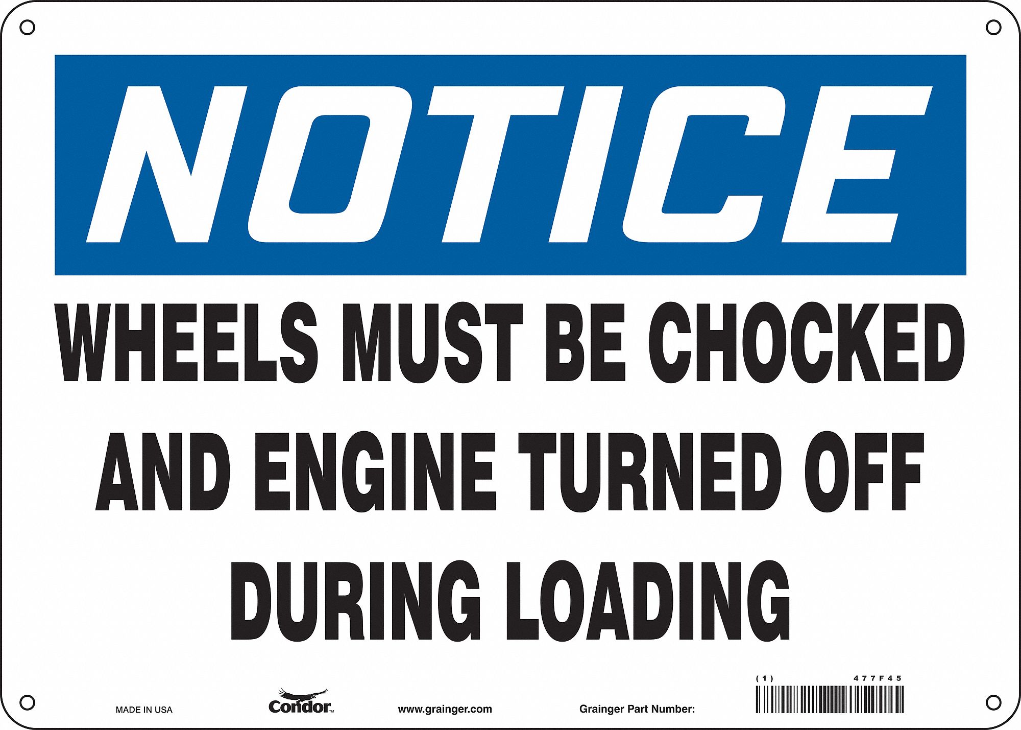 Safety Sign: Aluminum, Mounting Holes Sign Mounting, 10 in x 14 in Nominal Sign Size, 0.032 in Thick