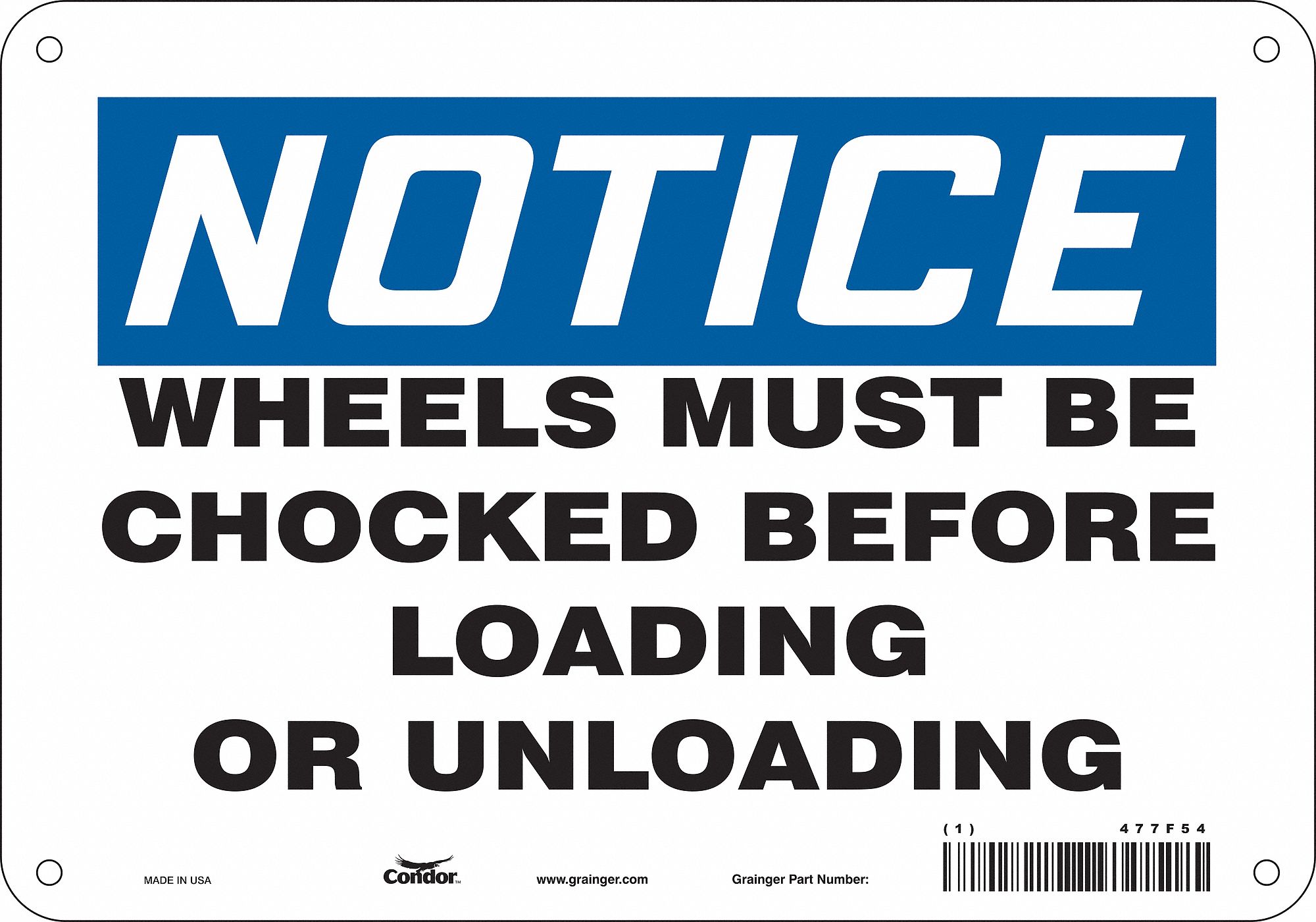 Safety Sign: Aluminum, Mounting Holes Sign Mounting, 7 in x 10 in Nominal Sign Size, 0.032 in Thick