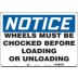 Notice: Wheels Must Be Chocked Before Loading Or Unloading Signs