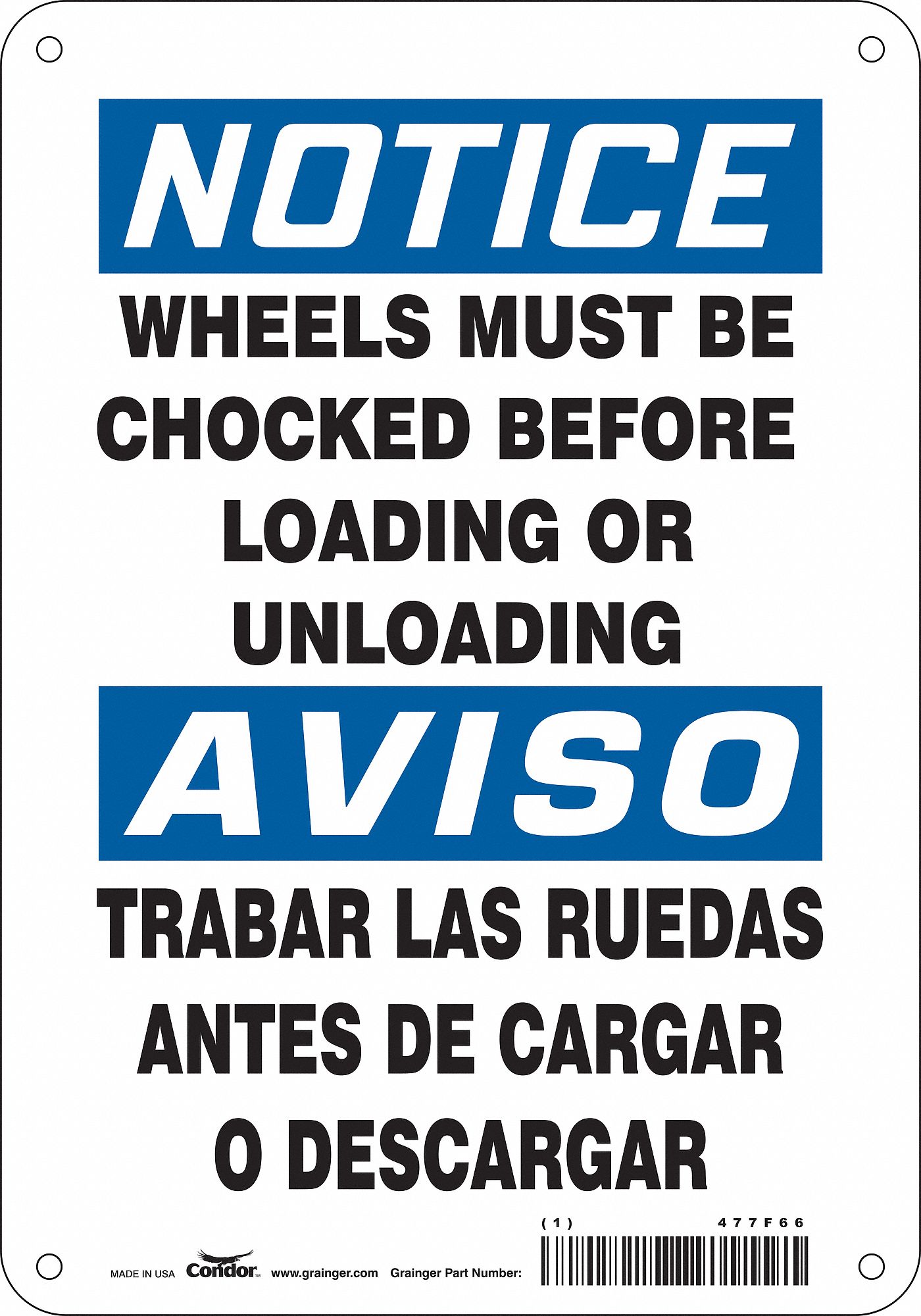 Safety Sign: Aluminum, Mounting Holes Sign Mounting, 10 in x 7 in Nominal Sign Size, 0.032 in Thick