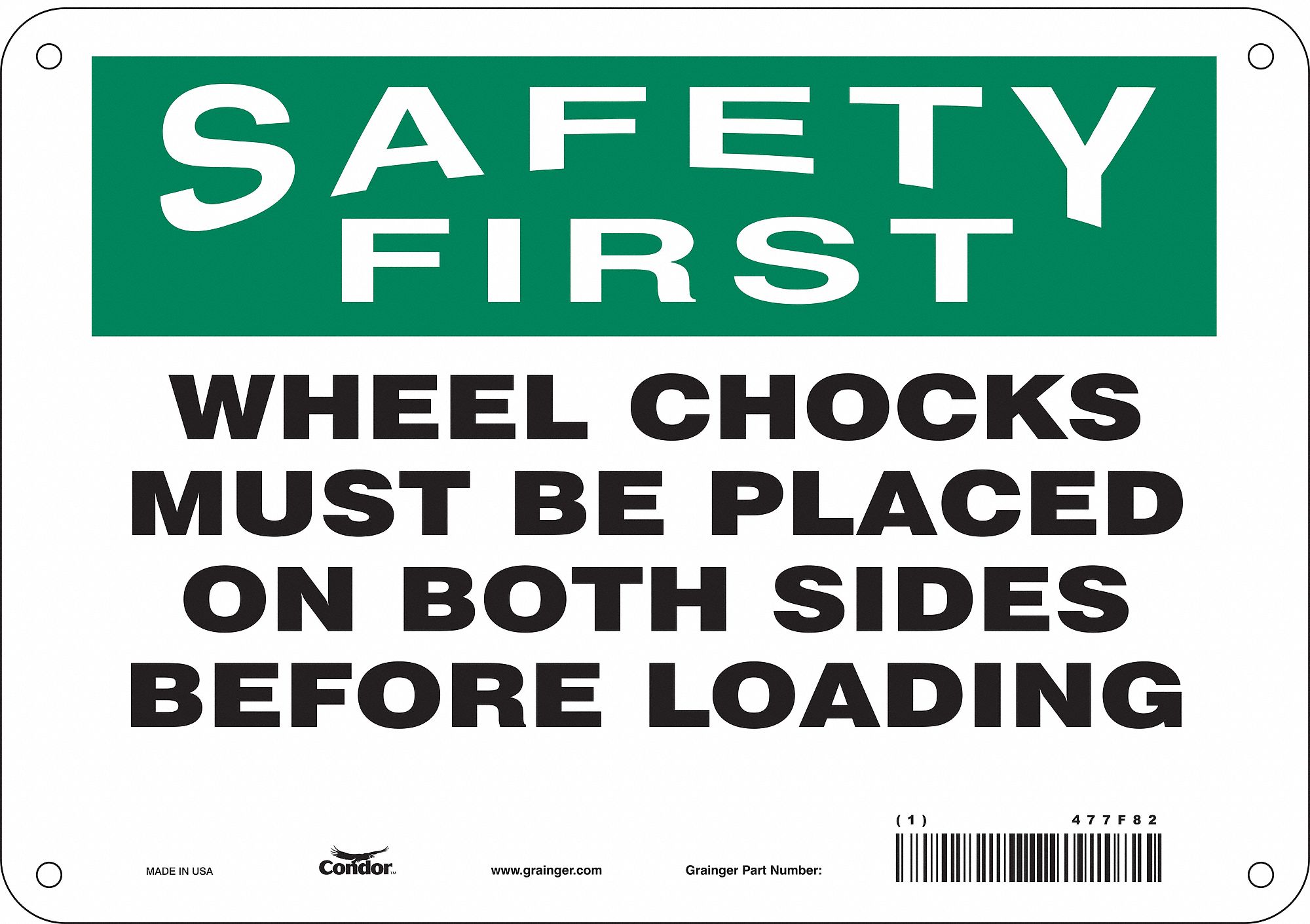 Safety Sign: Polyethylene, Mounting Holes Sign Mounting, 7 in x 10 in Nominal Sign Size